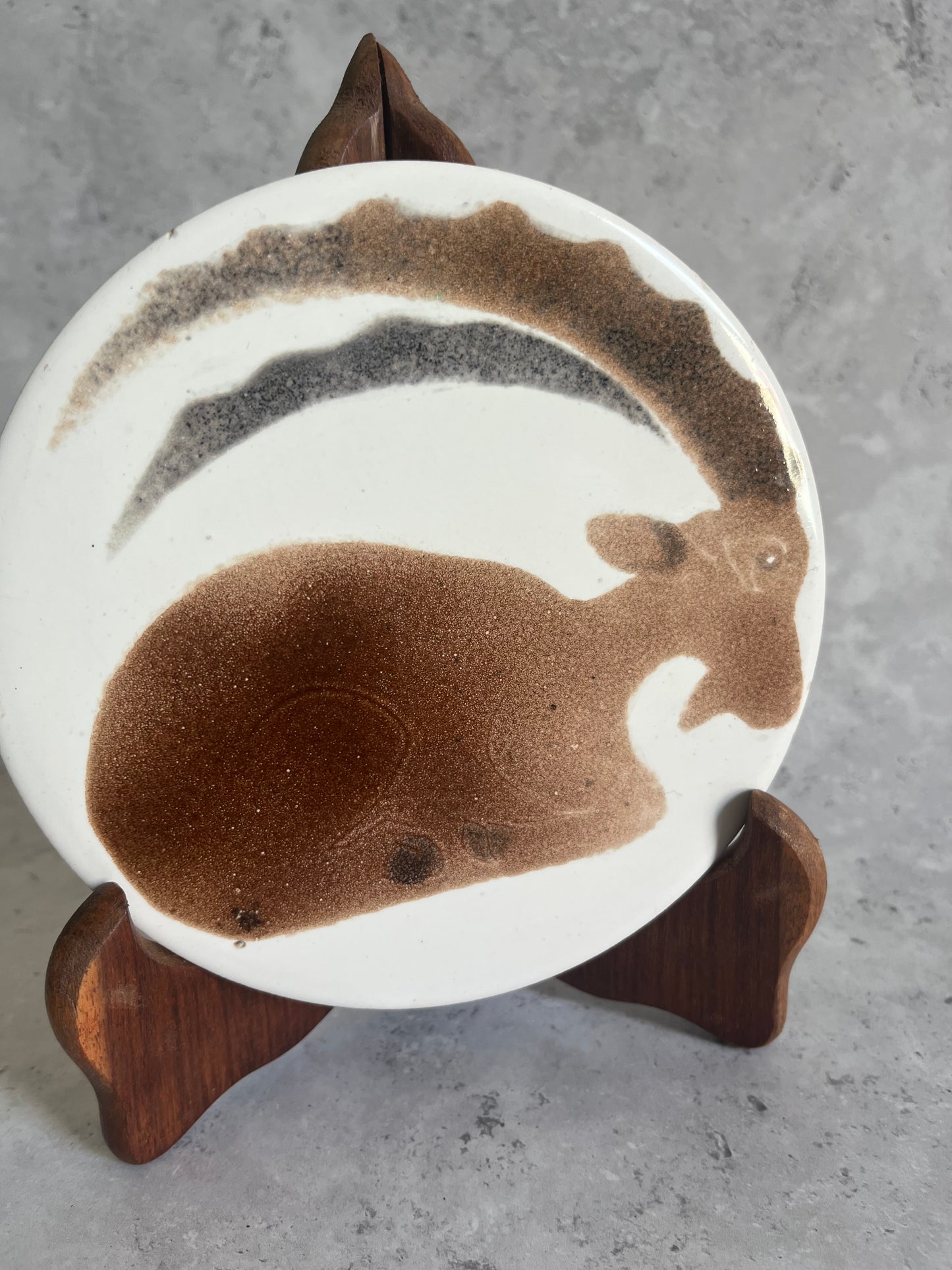 Vintage Hand Painted H&R Johnson Antelope Wall Tile Ceramic Trivet