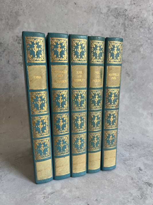 Jane Austen Complete 5 Volume Set Heron Books 1970s Leather Bound Ed.