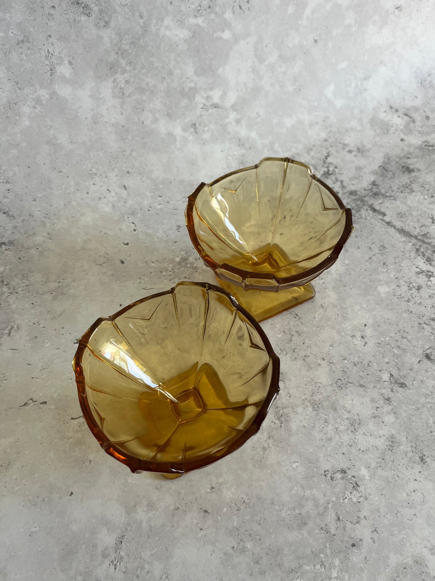 Vintage Sowerby Art Deco Dessert Dishes Set Of 2 Chevron Trifle Bowls