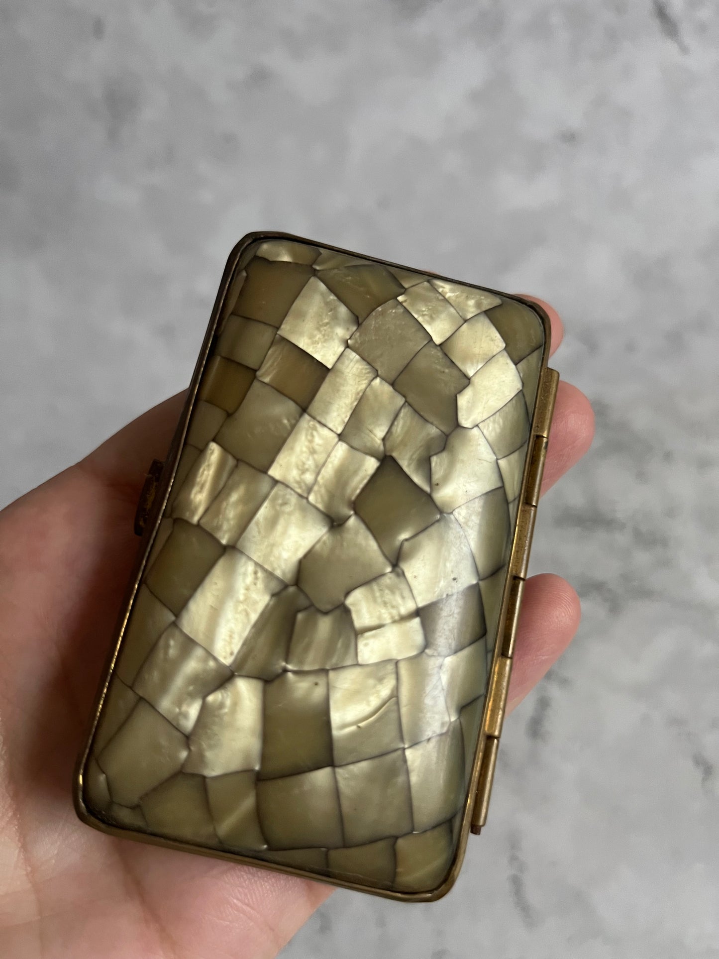 Vintage Mother Of Pearl Mosaic Pattern Cigarette Case Portable Case