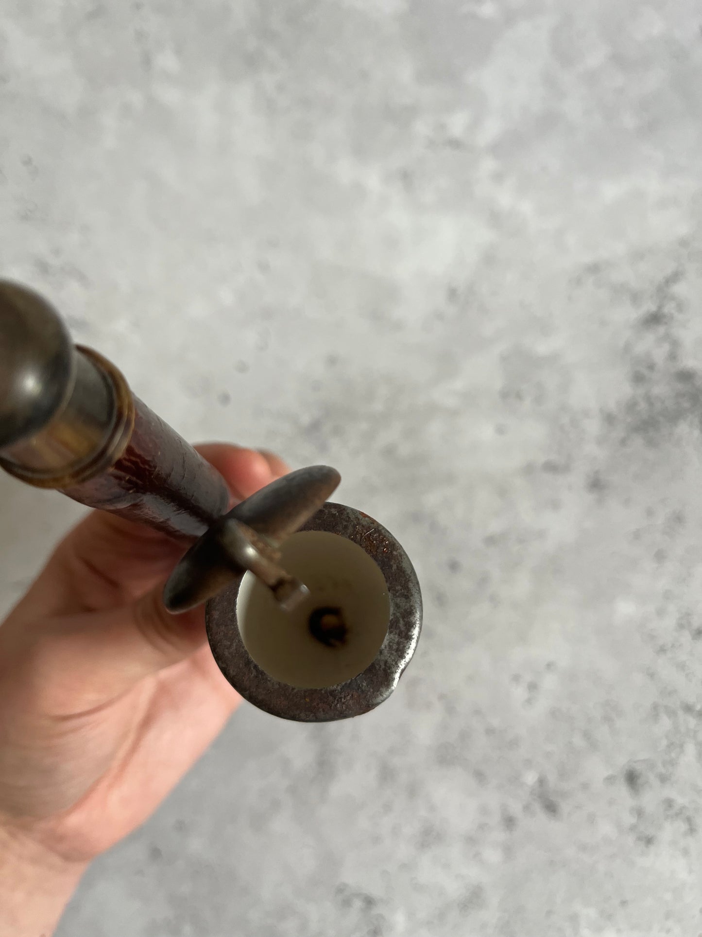 Antique German Tobacco Smoking Pipe Ceramic & Wood Stag Design