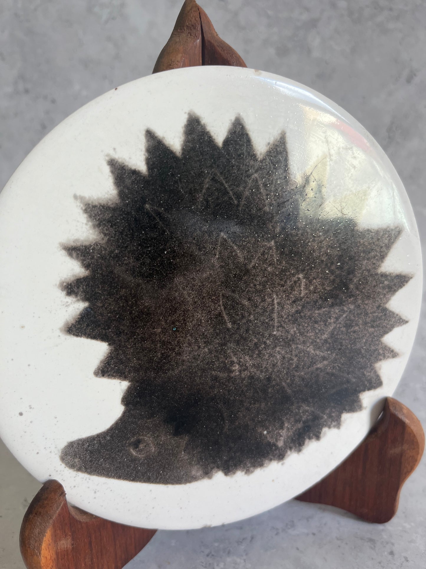 Vintage Hand Painted H&R Johnson Hedgehog Wall Tile Ceramic Trivet