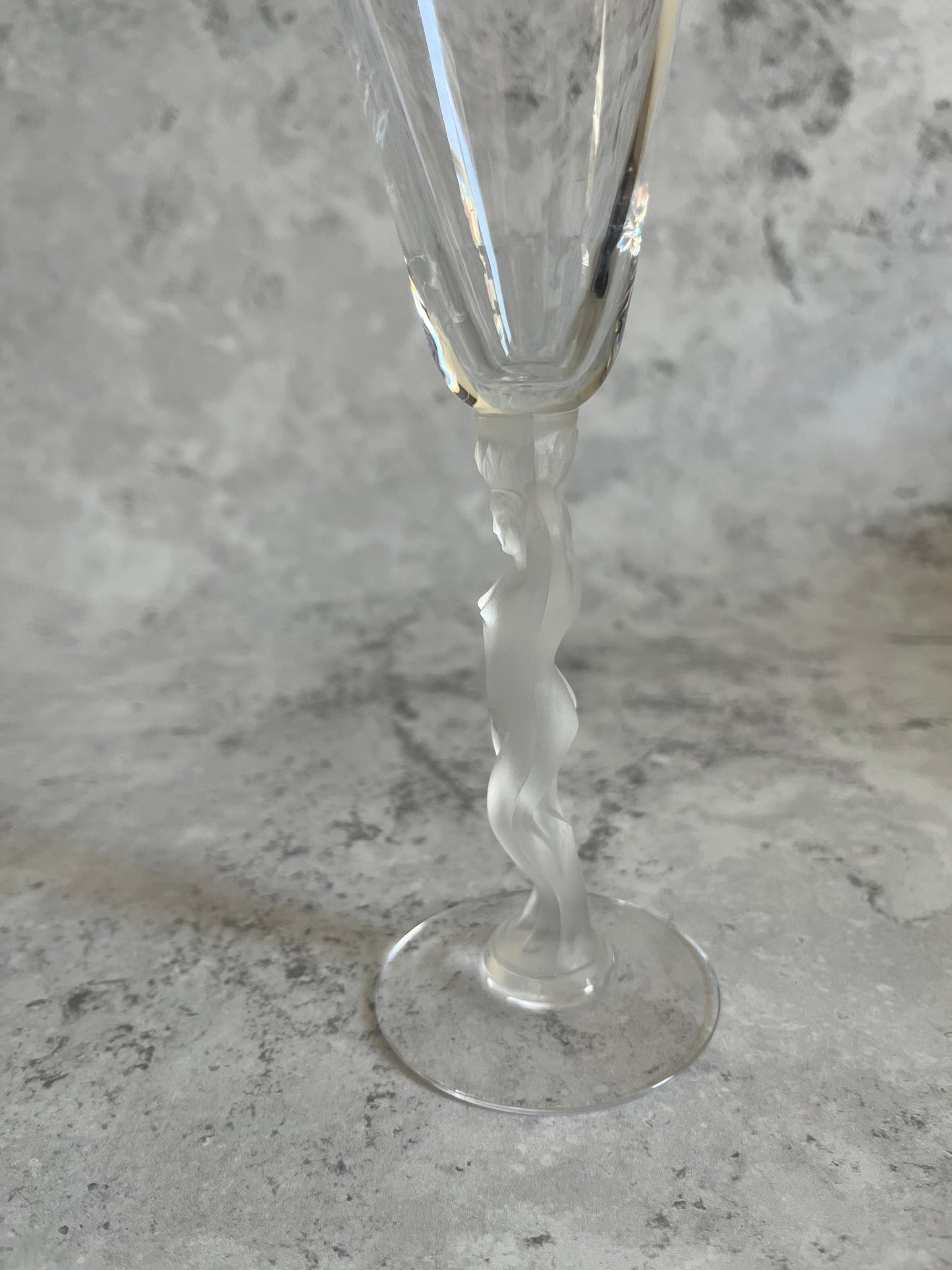 French Bayel Crystal Nude Frosted Venus Stem Champagne Flutes Set Of 6
