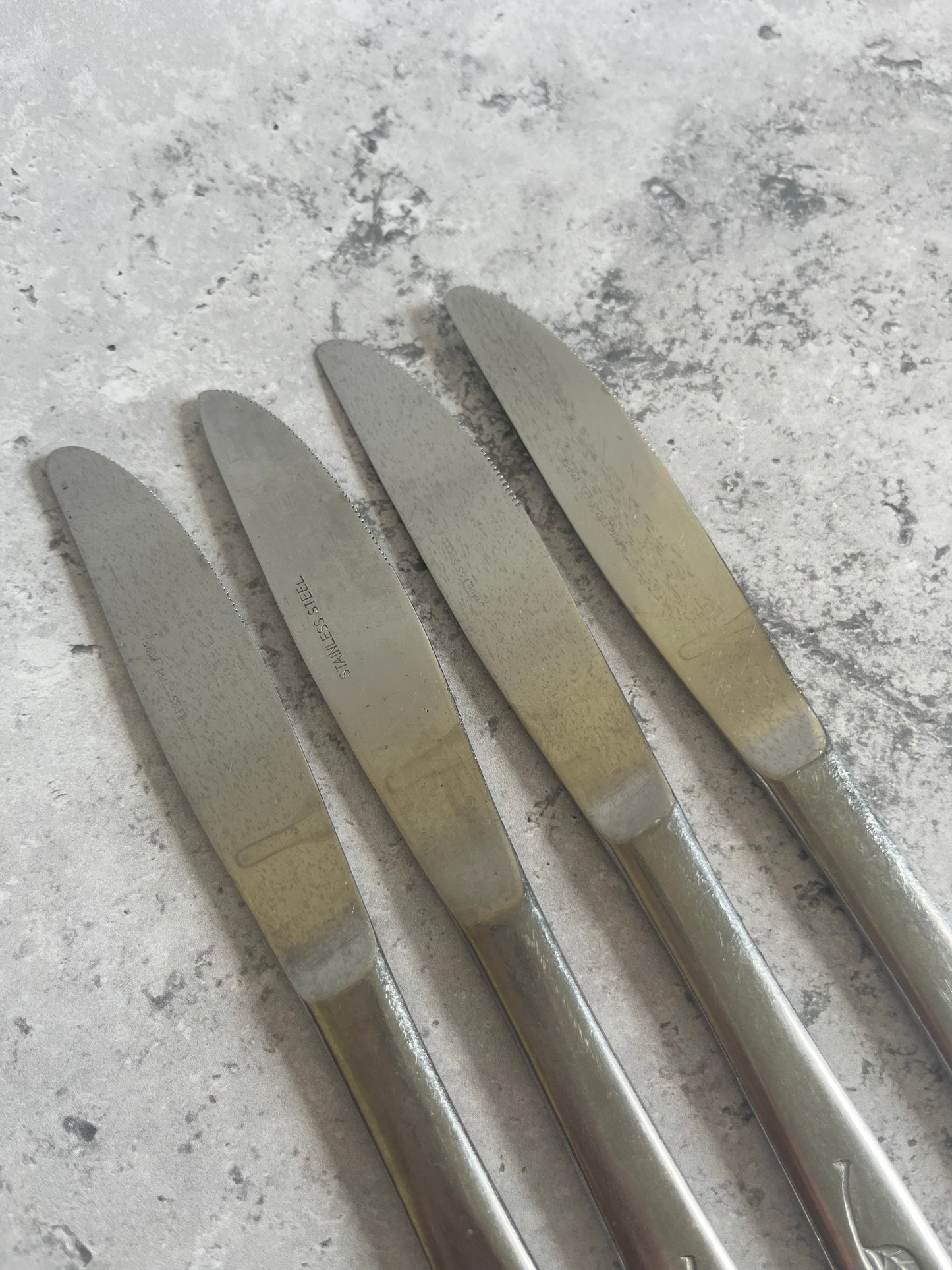 National Stainless Haiti Leaf Pattern Set Of 4 Vintage Table Knives Stainless Steel Cutlery