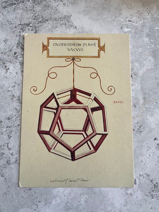 Leonardo Da Vinci Dodecahedron Shape Art Postcard Divine Proportion Illustration