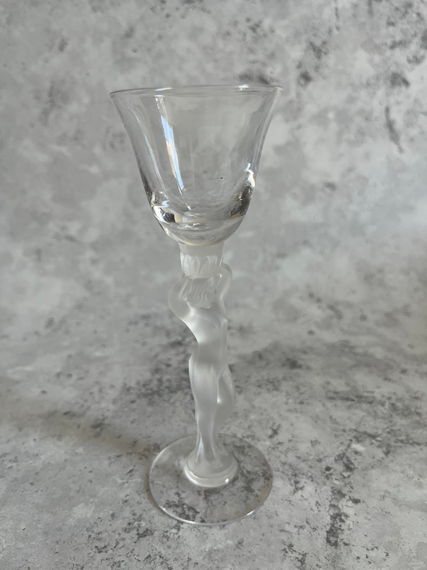 French Bayel Crystal Nude Frosted Venus Stem Liqueur Glasses Set Of 5