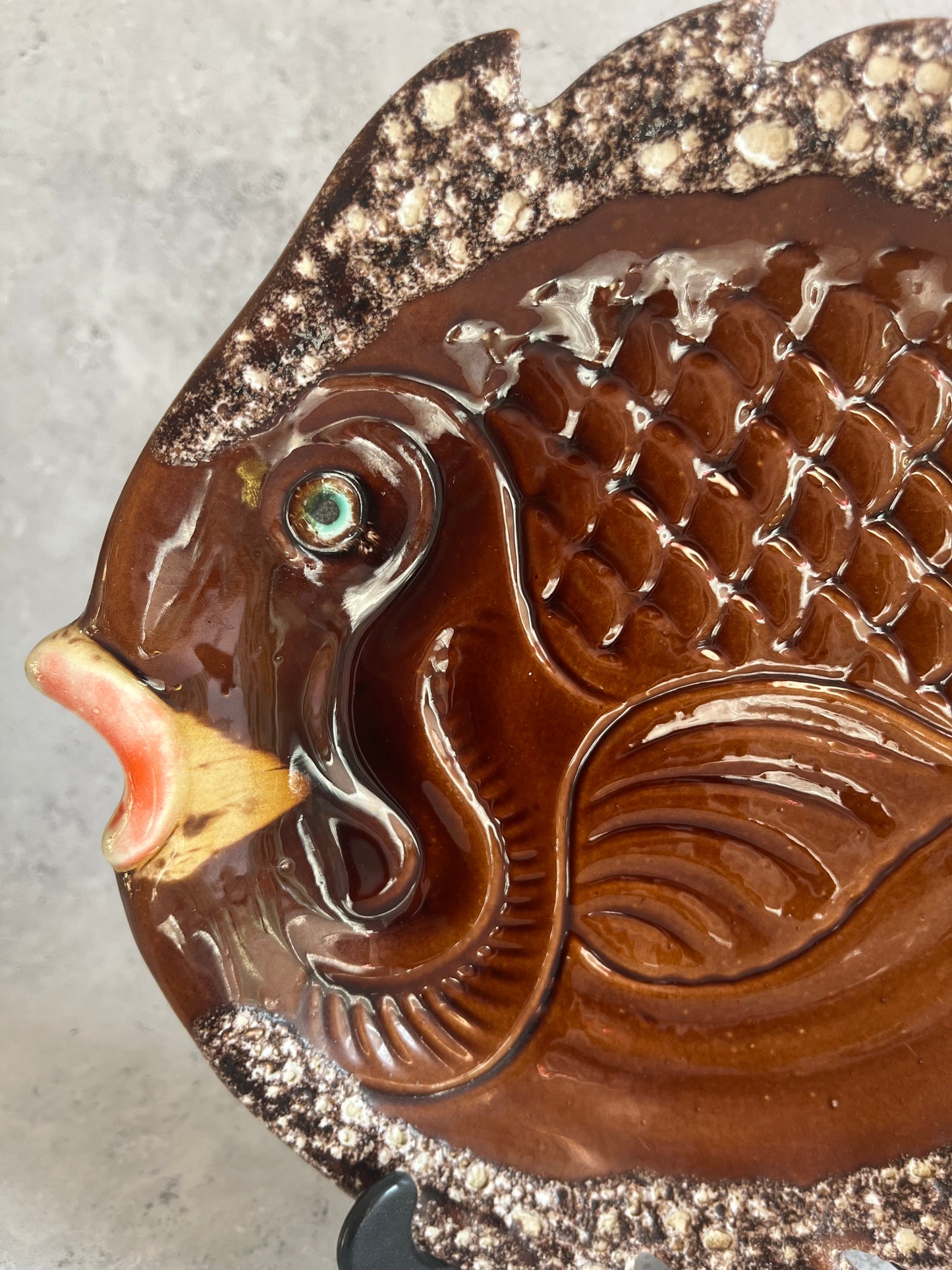 Vallaruis Pottery Decorative Fish Plate Mid Century Wall Decor Retro Serving Dish