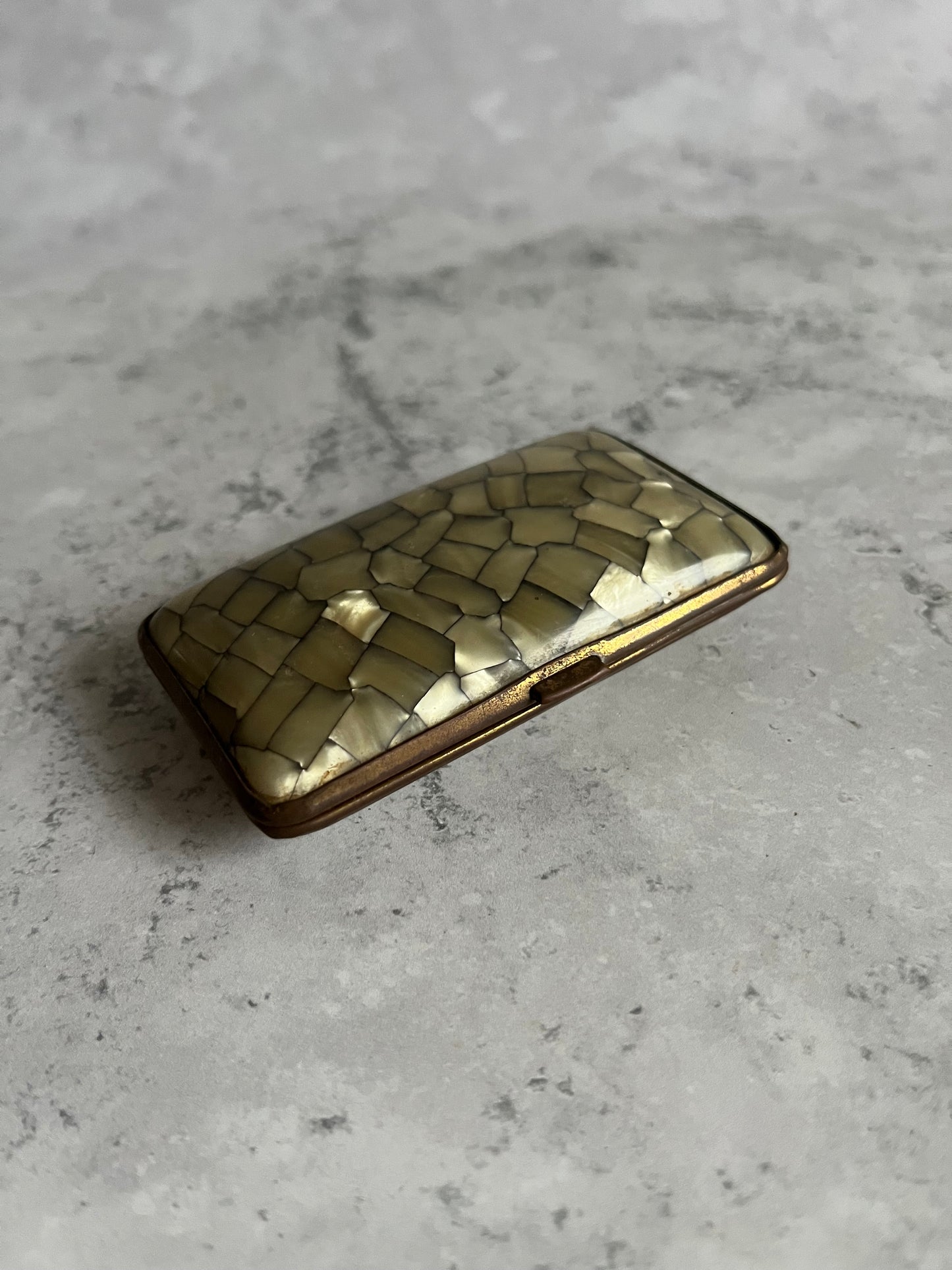 Vintage Mother Of Pearl Mosaic Pattern Cigarette Case Portable Case