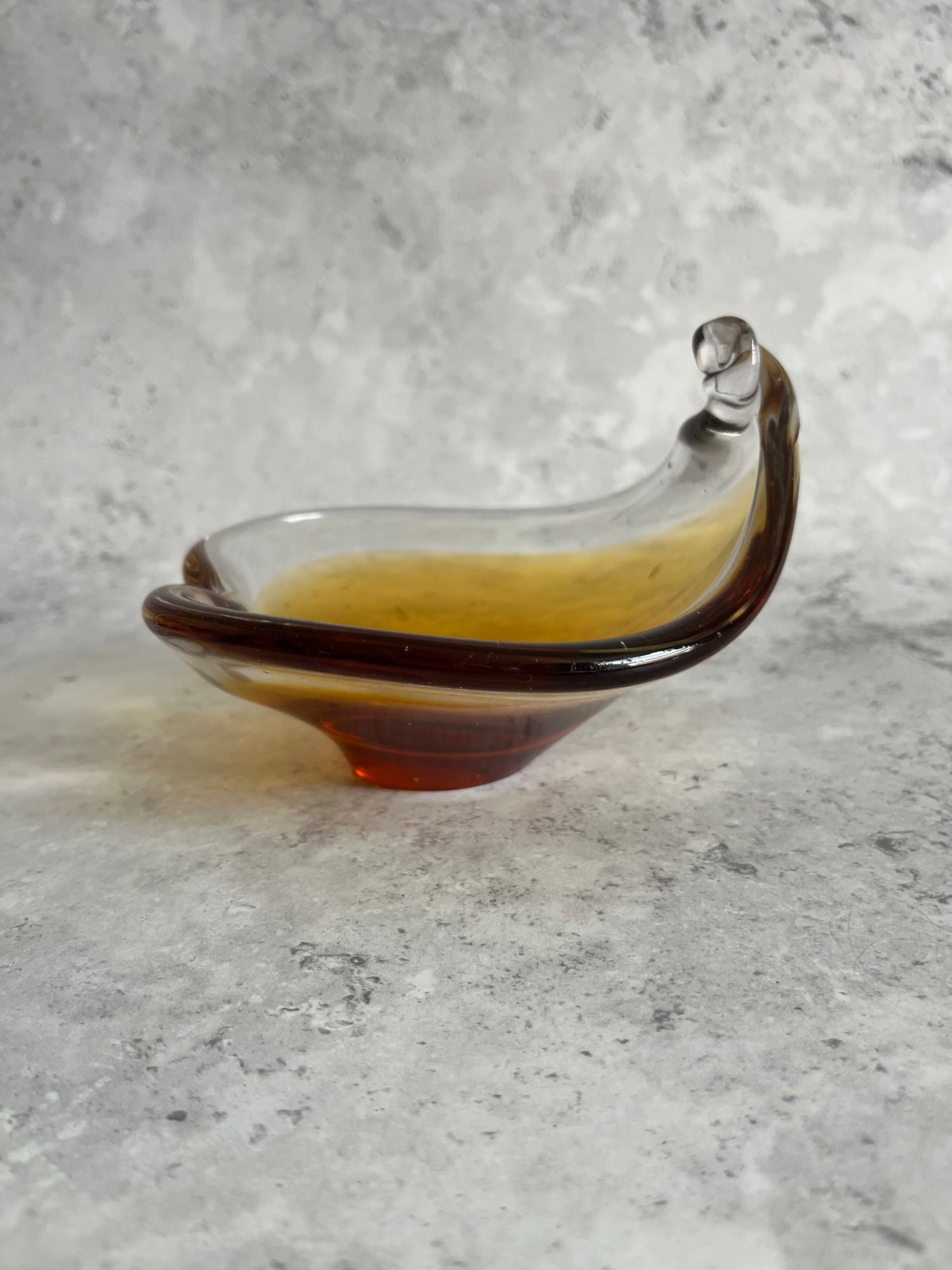 Studio Amber Art Glass Trinket Dish Lamp Shape Mid Century Style