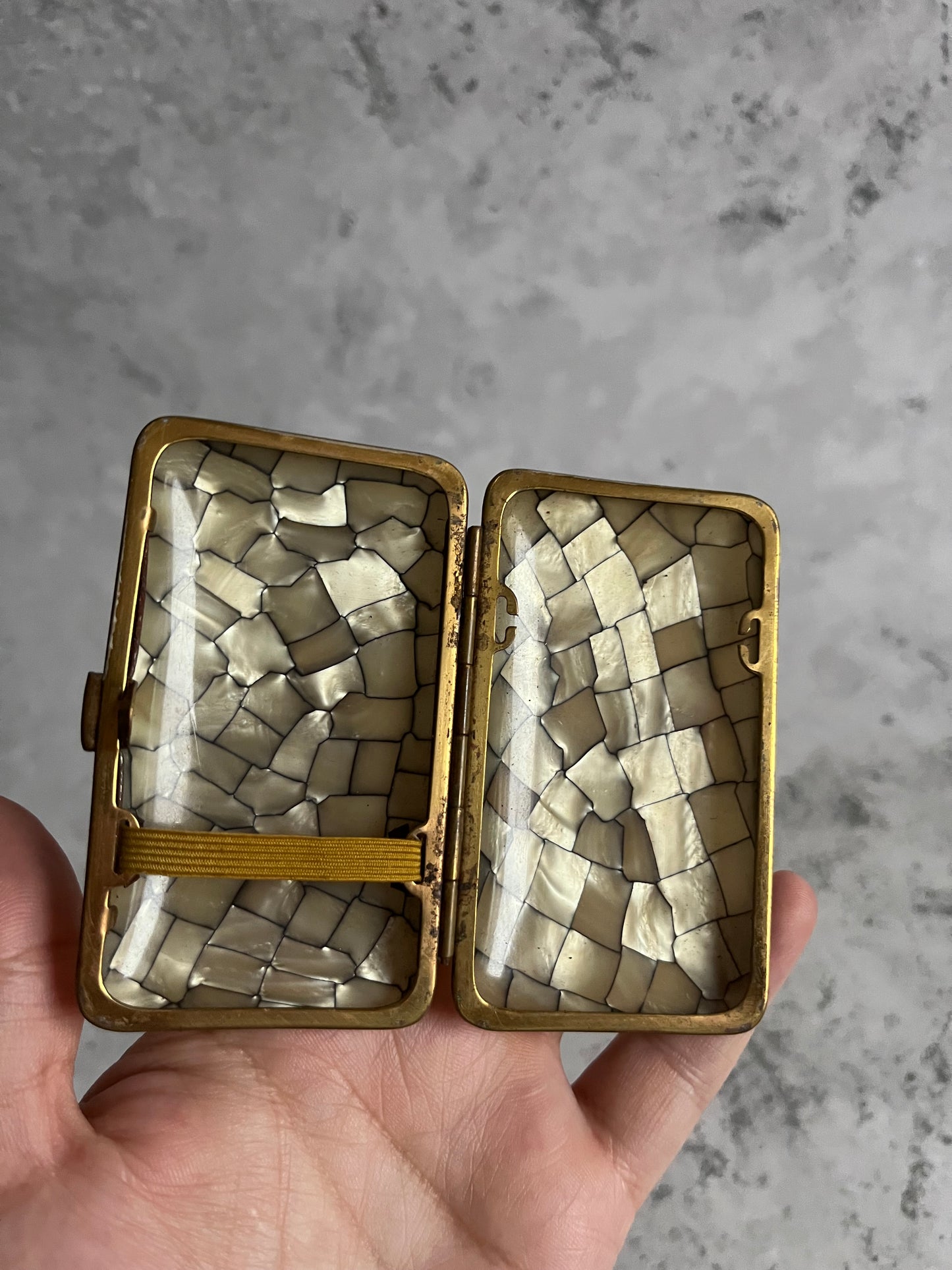 Vintage Mother Of Pearl Mosaic Pattern Cigarette Case Portable Case