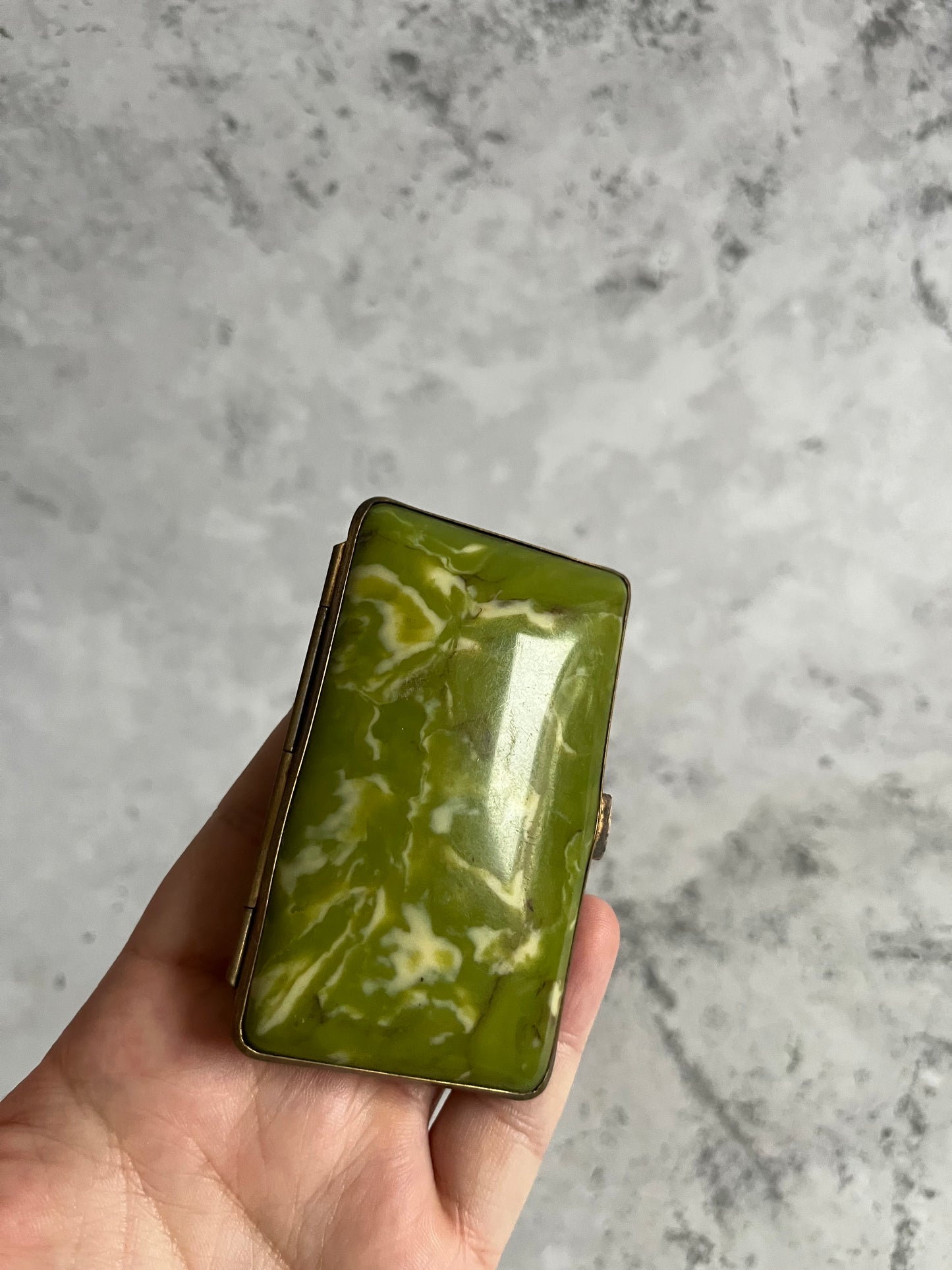 Vintage Celluloid Green Marble Effect Cigarette Case Small Portable Case