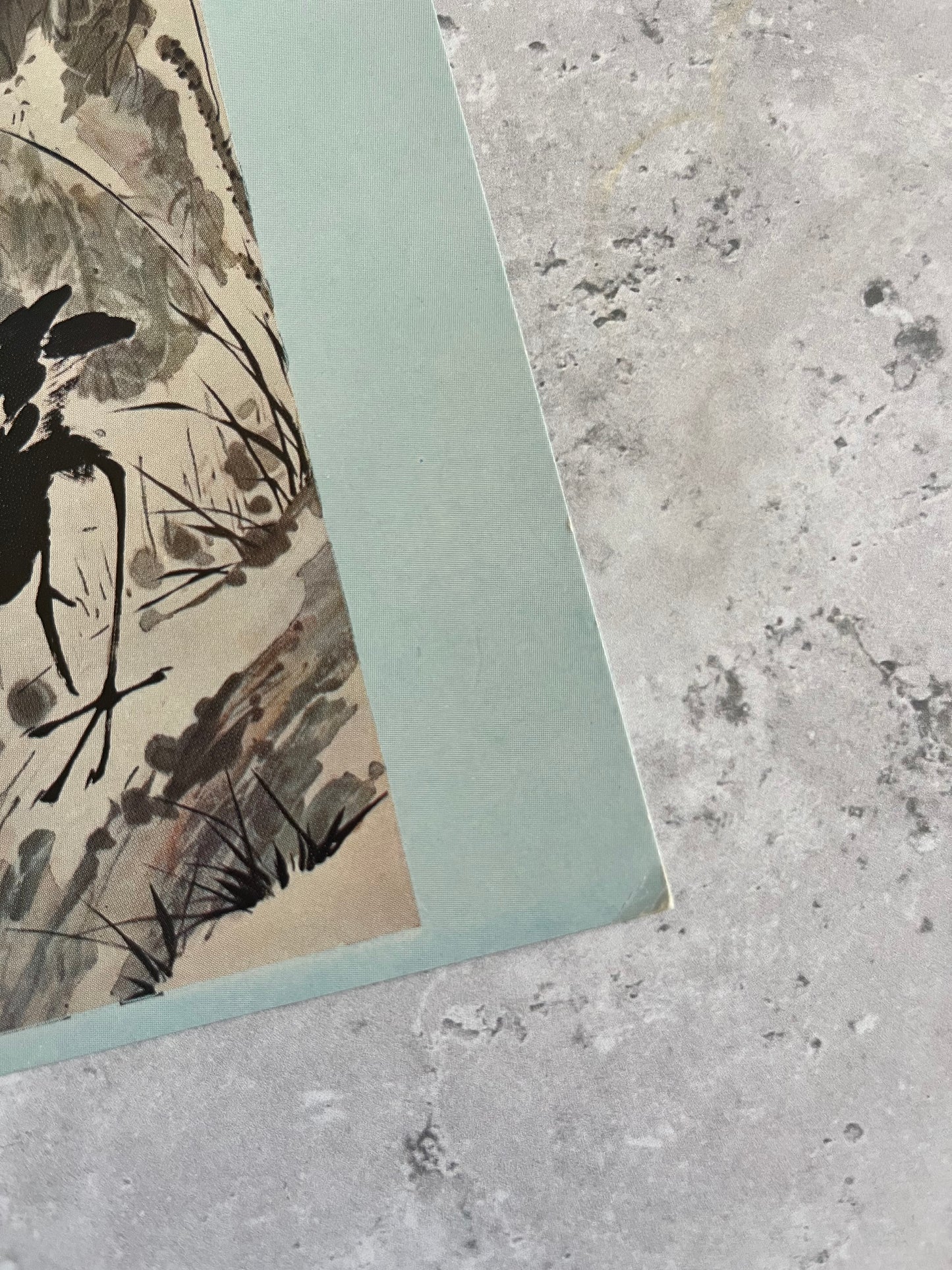 ‘Bird and Lotus’ by Li Kuchan Chinese Fine Art Ink And Colours Print Blank Postcard