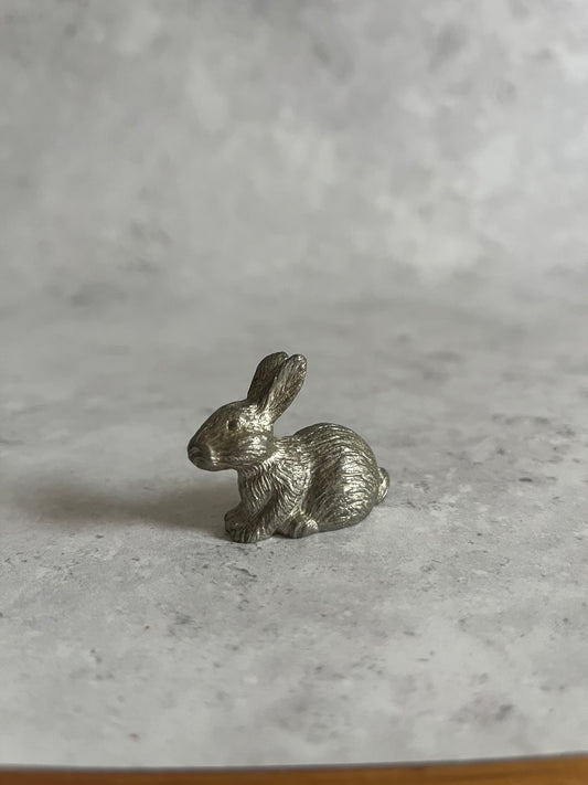 Merlin Pewter Miniature Rabbit Figurine Silver Coloured Animal Figure