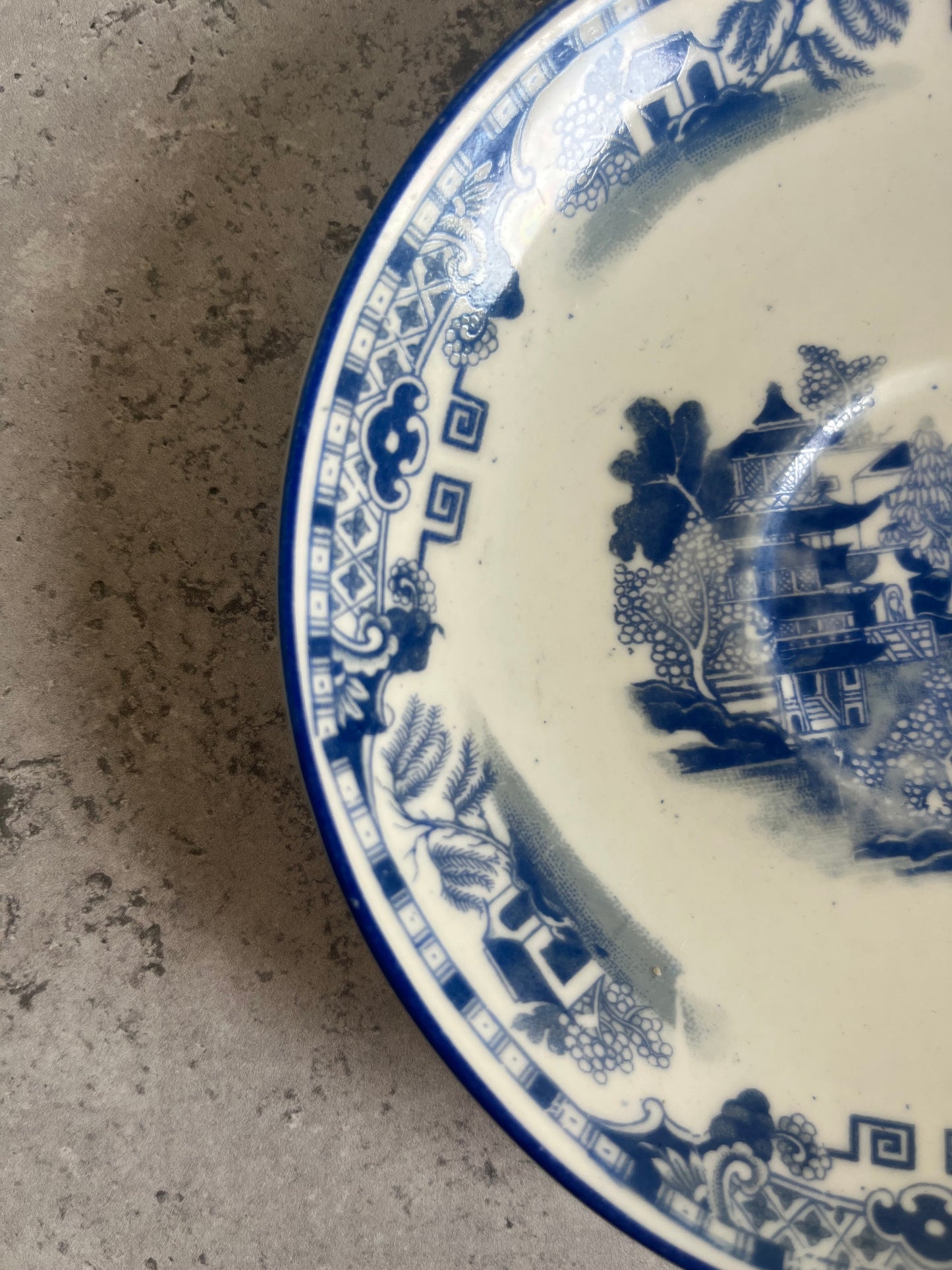 Grimwade Atlas China Blue Willow Pattern Teacup & Saucer 1930s Transferware