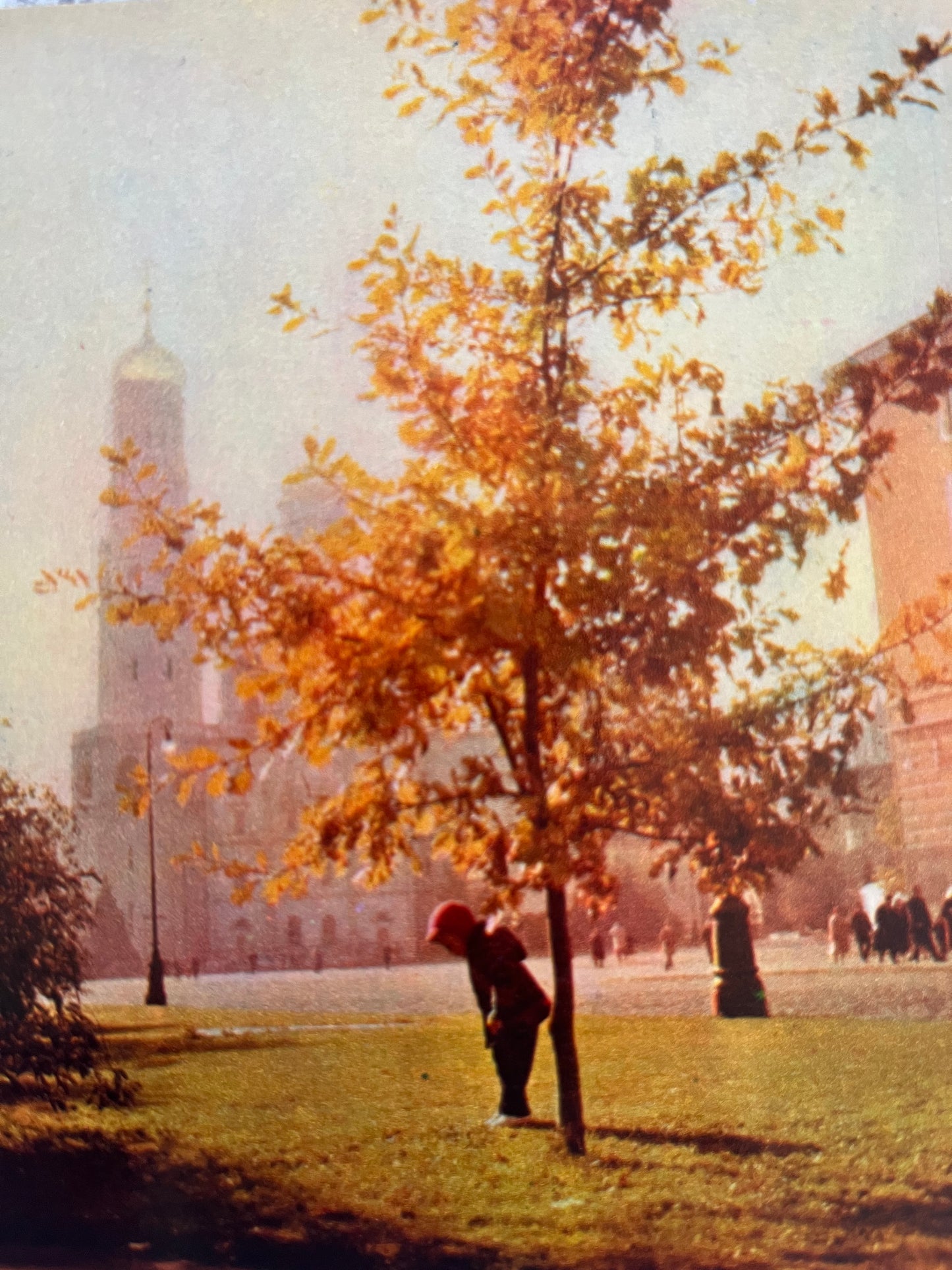 Vintage Blank Soviet 1966 Ivanovskaya Square Kremlin Photography Postcard Autumnal Theme