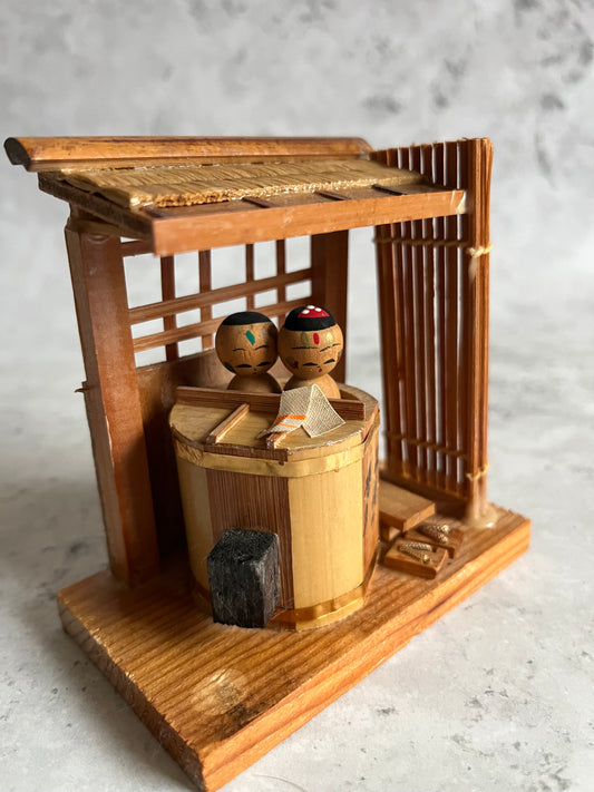 Vintage Kokeshi Bathhouse Ornament Onsen Style Figurine Pair