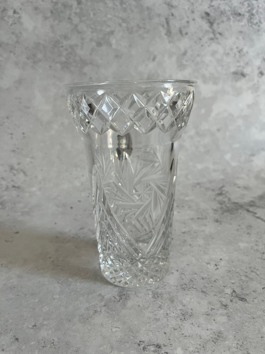 Vintage Dresden Germany Hand Cut 24% Lead Crystal Pinwheel Vase