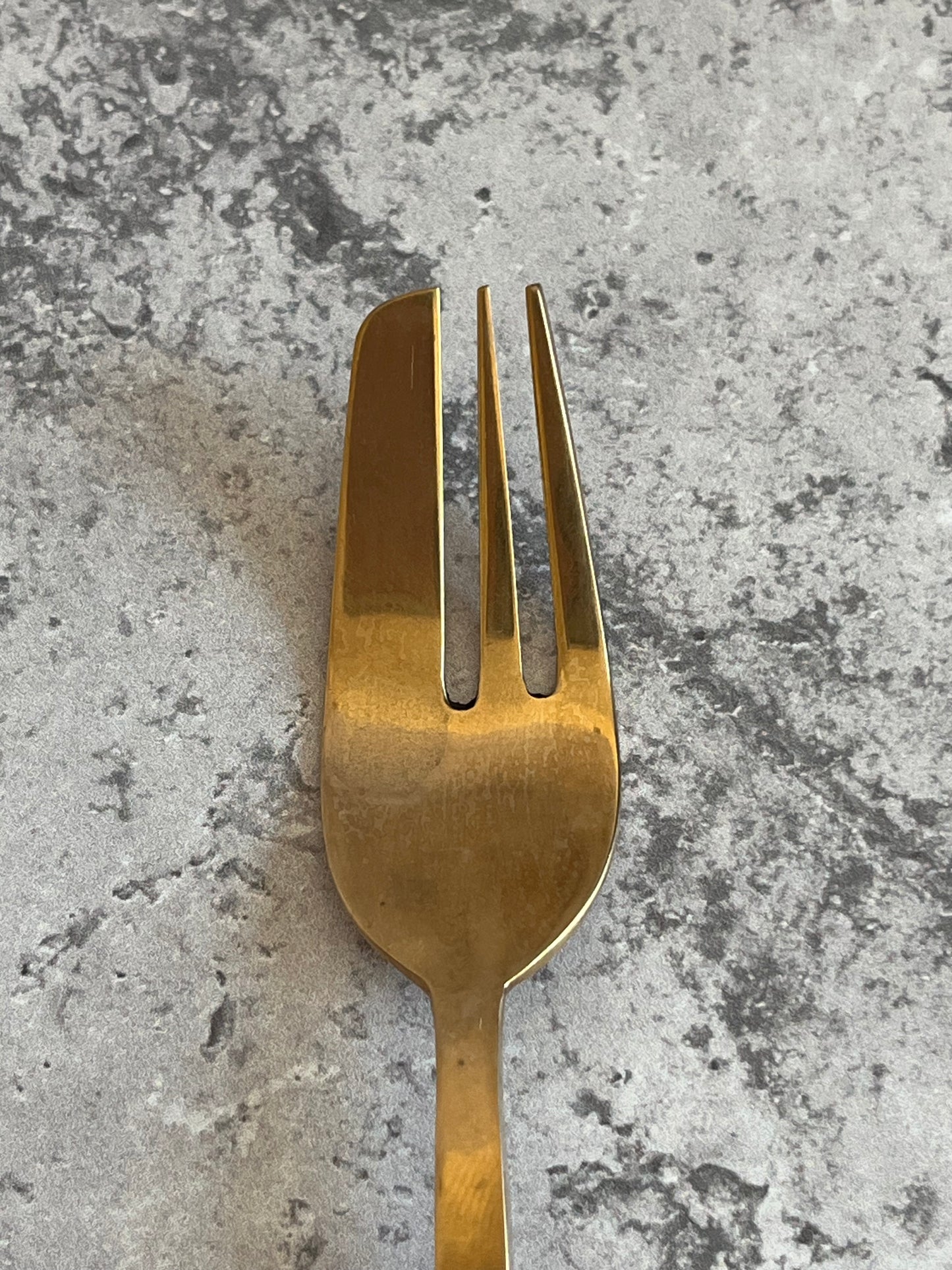 Vintage 1970’s Thai Gold Tone Cake Forks Set Of Six Angular Design