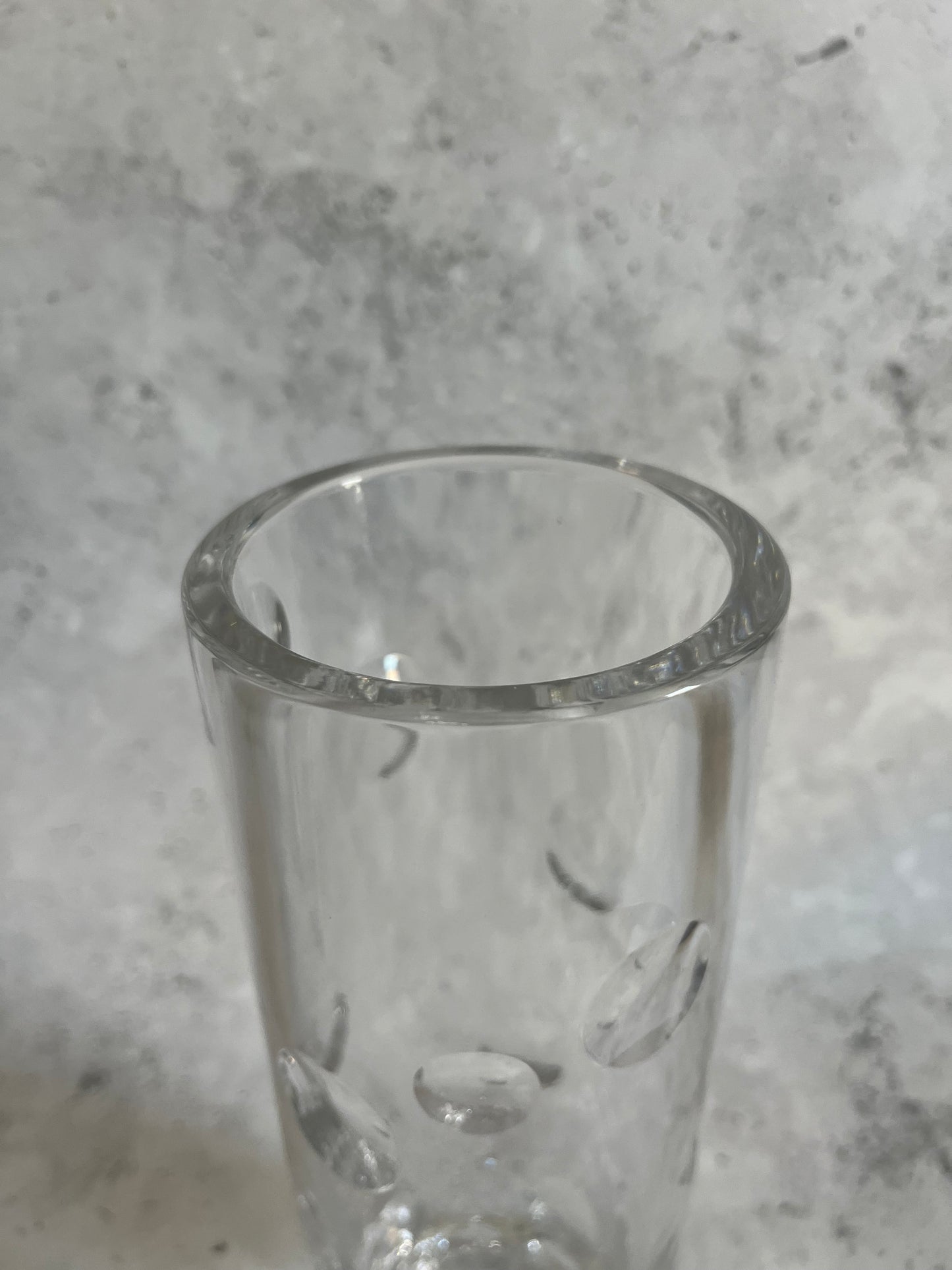 Vintage Clear Glass Dot Design Cylinder Vase Minimal Design Vase