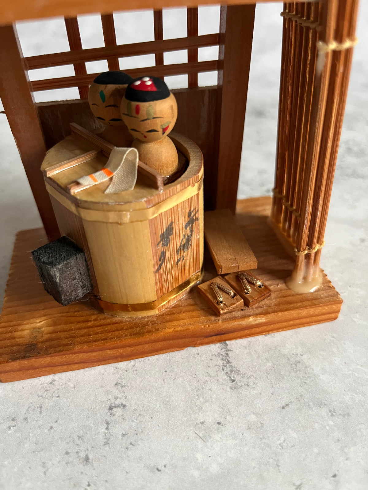 Vintage Kokeshi Bathhouse Ornament Onsen Style Figurine Pair