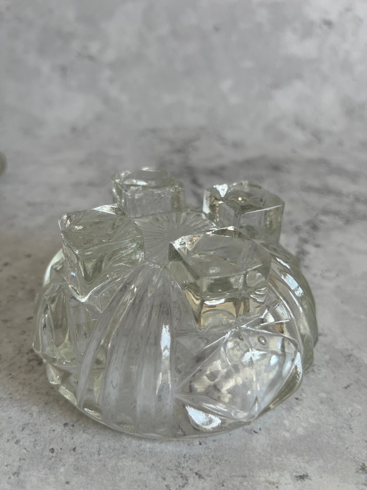 Vintage Set Of 2 Bagley & Co Clear Glass Art Deco Trinket Dishes Lidded & Footed