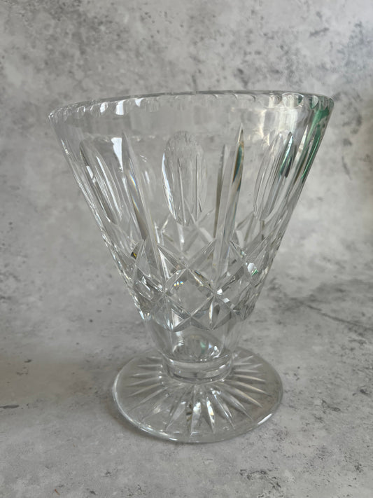 Vintage Clear Glass Art Deco Style Conical Vase Footed 7.5’’ High