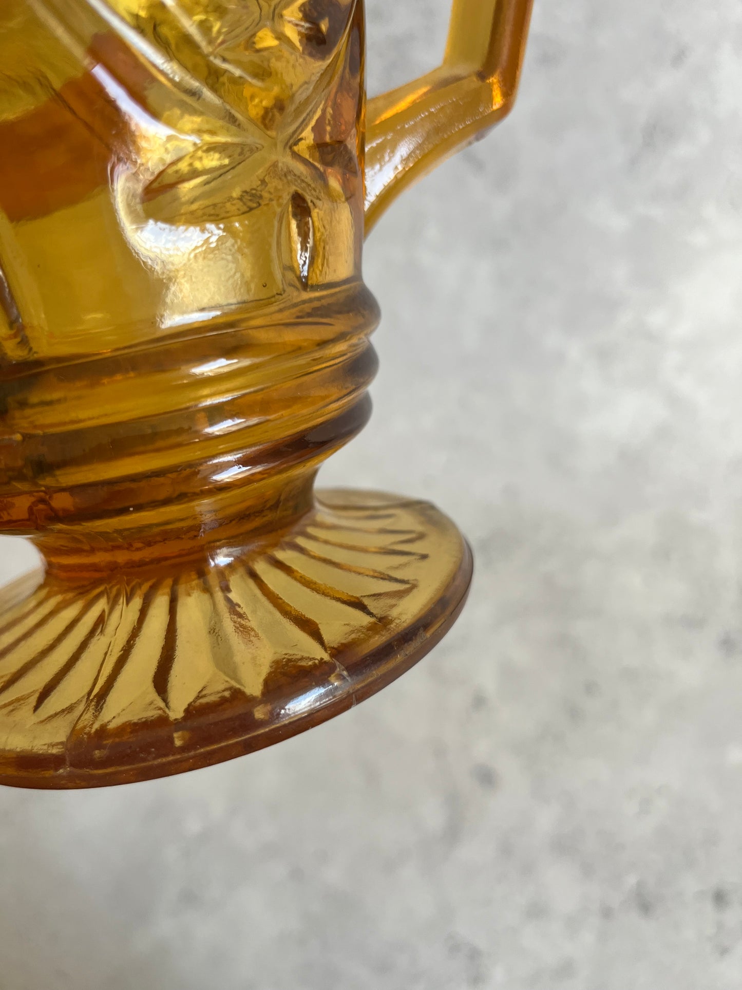 Sowerby Pressed Amber Glass Water Jug Art Deco Pitcher 1930’s Glassware