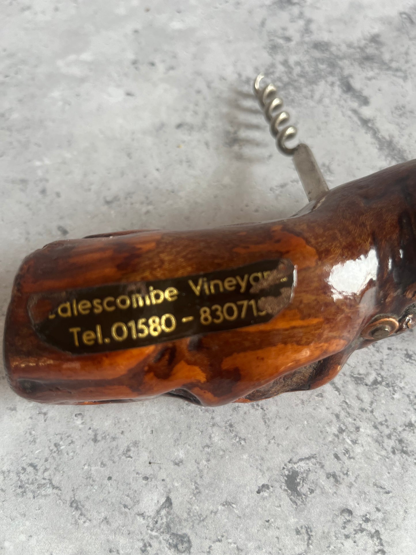 Vintage Root Wood Handle Corkscrew Grape Vine Retro Barware