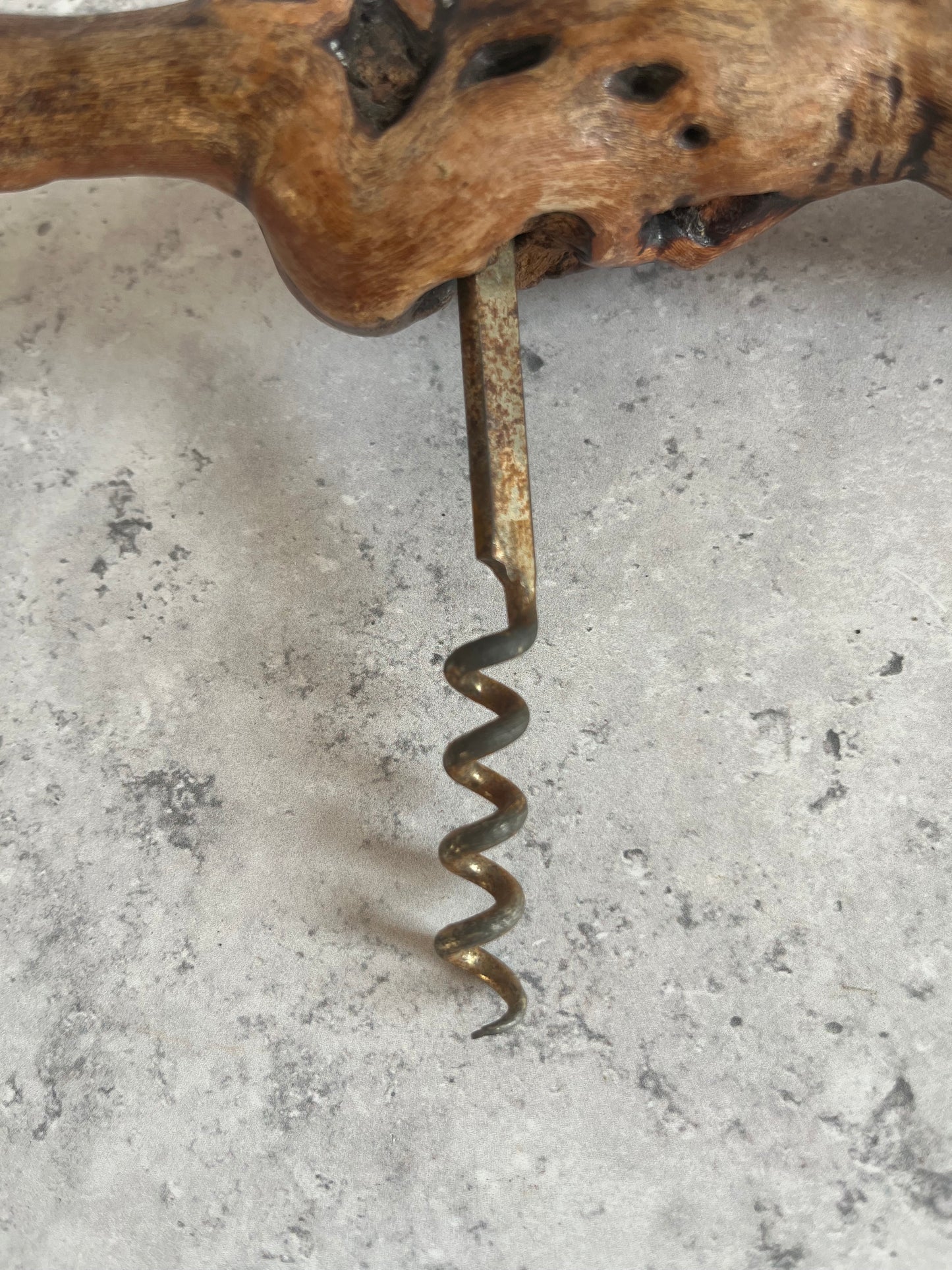 Vintage Root Wood Handle Corkscrew Grape Vine Retro Barware Bottle Opener