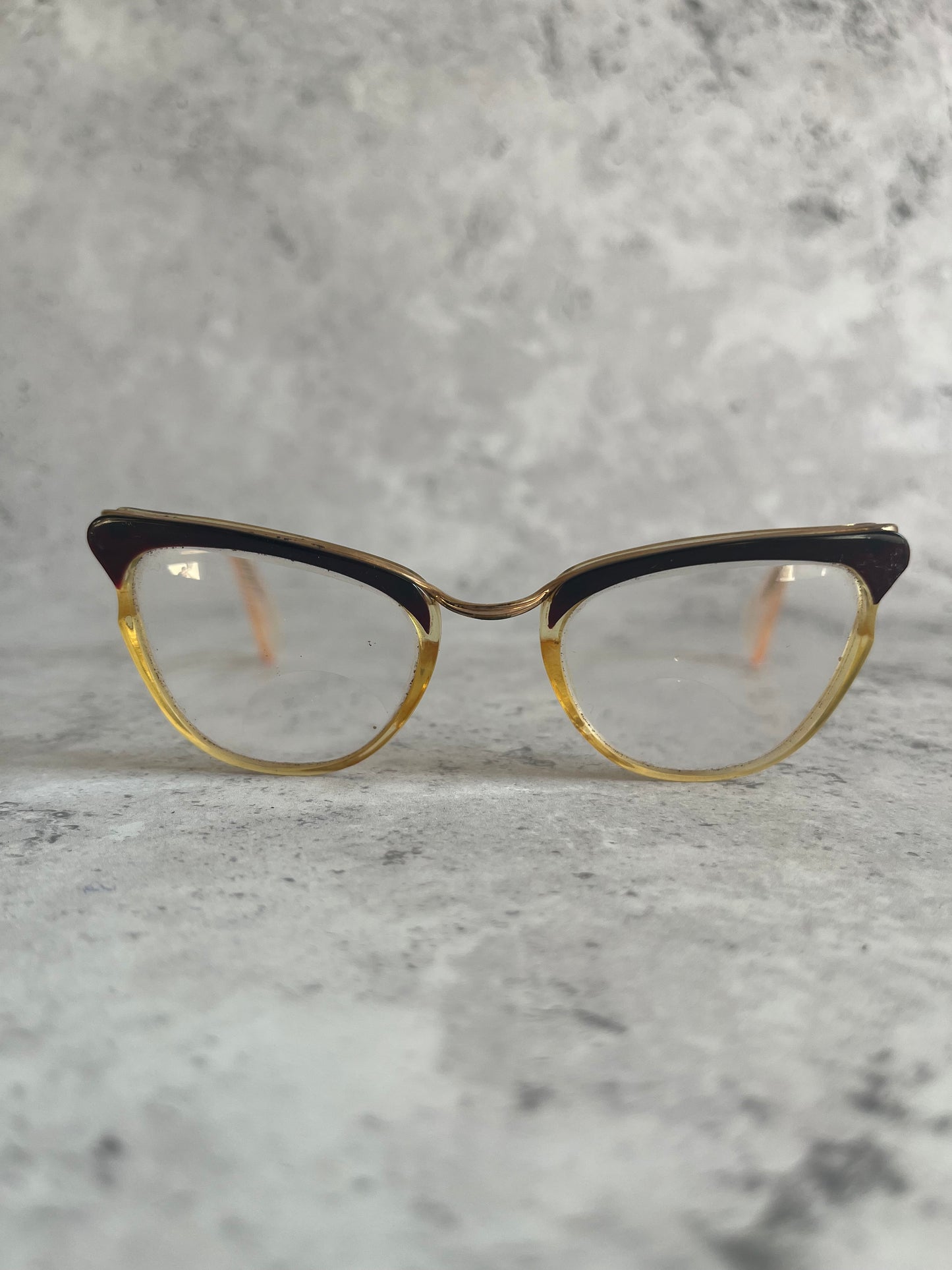 Vintage Black Clear Catseye Spectacles Adult Eyeglasses With Case