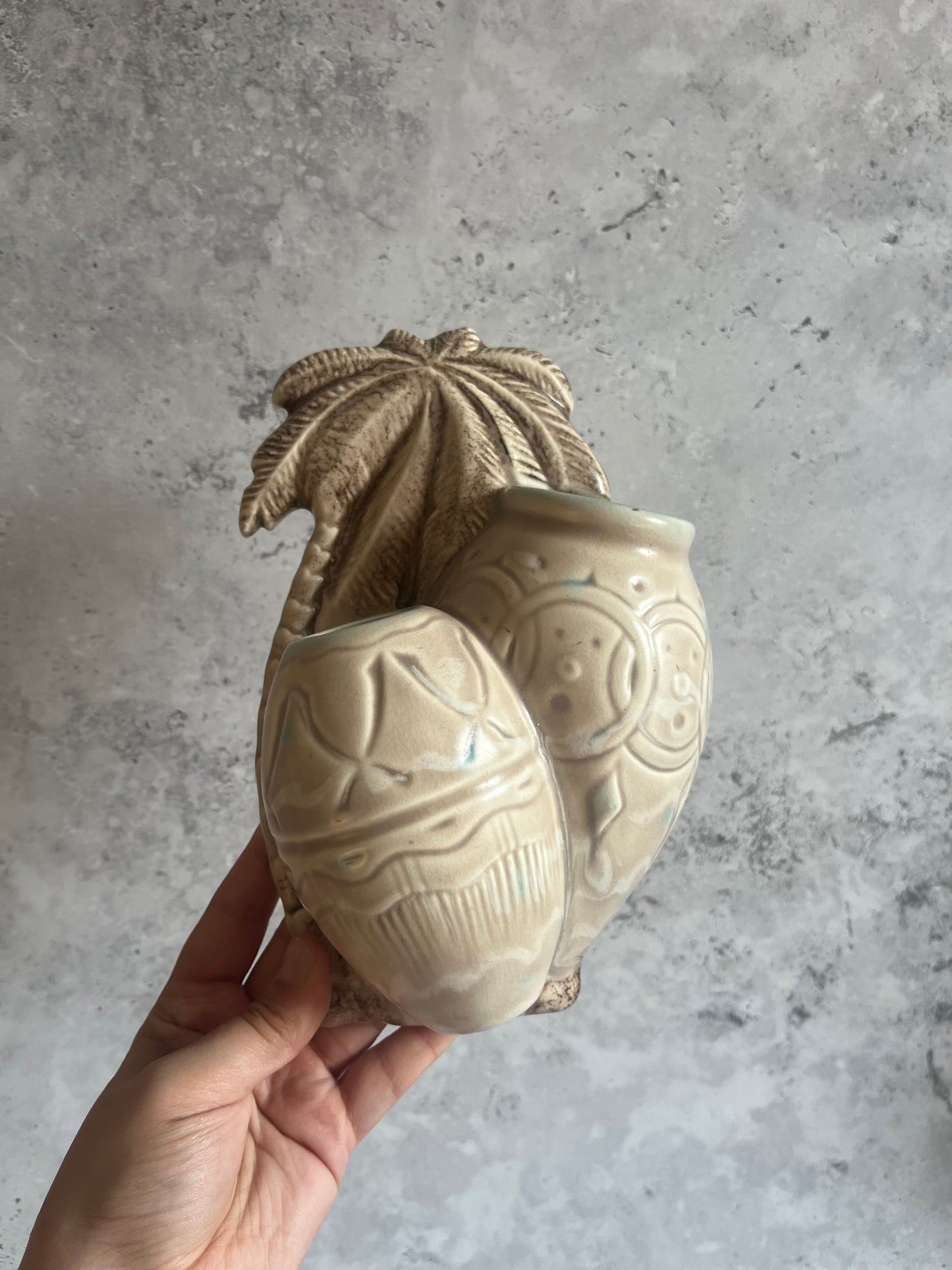 Beswick Palm Tree Wall Pocket Ceramic Dual Wall Vase No.1063