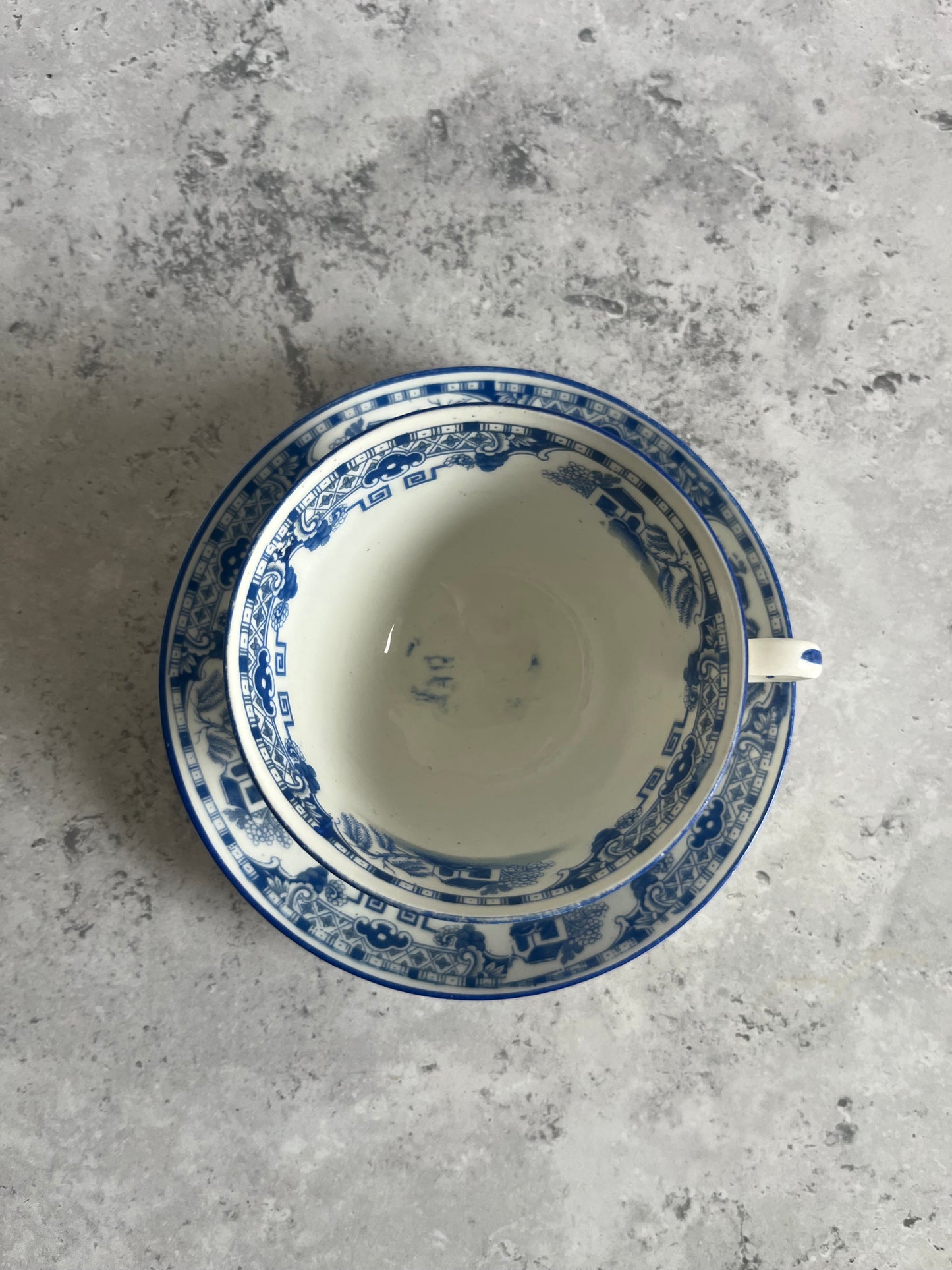 Grimwade Atlas China Blue Willow Pattern Teacup & Saucer 1930s Transferware