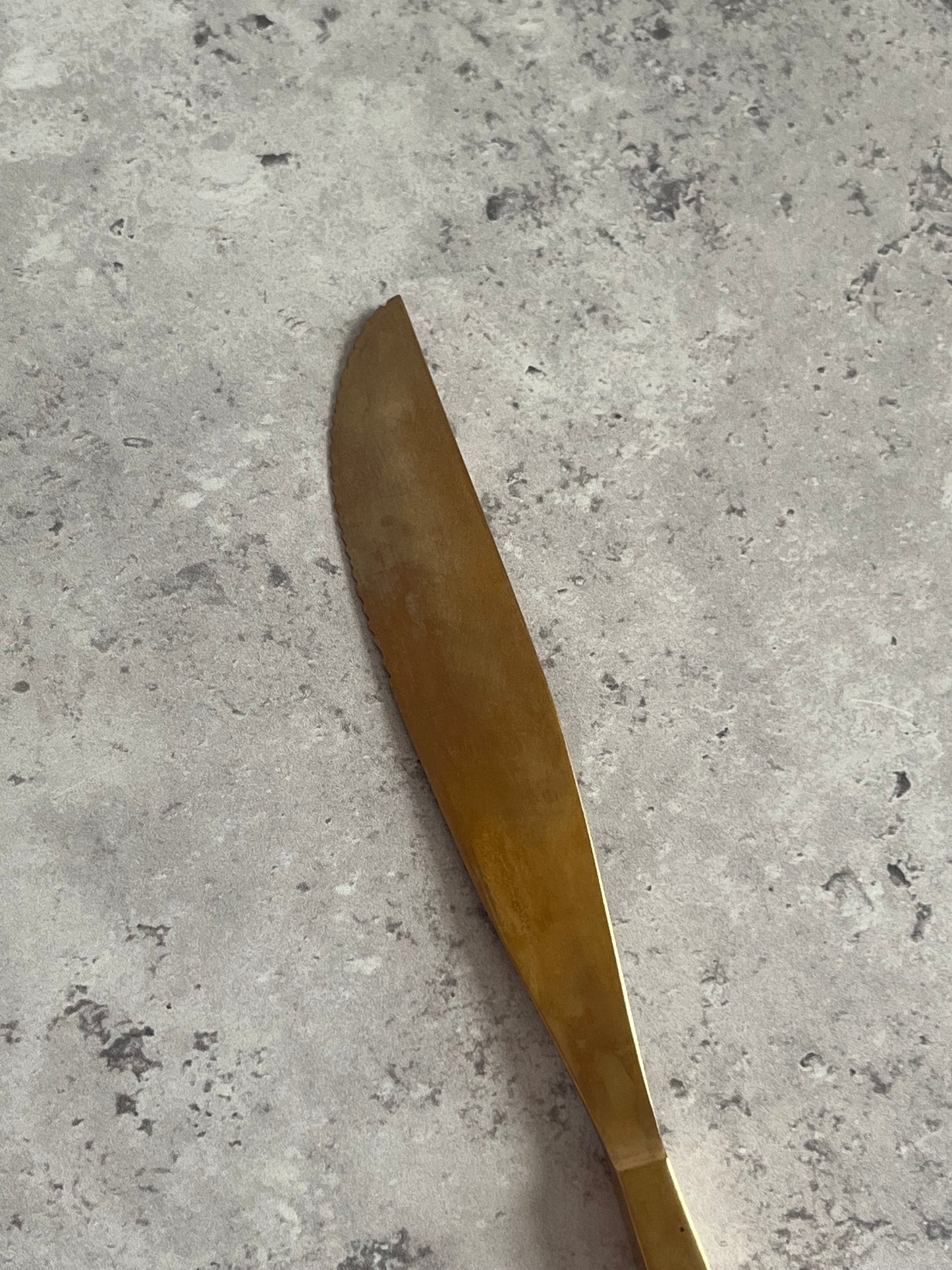 Vintage 1970’s Thai Gold Tone Table Knives Set Of Six Angular Design