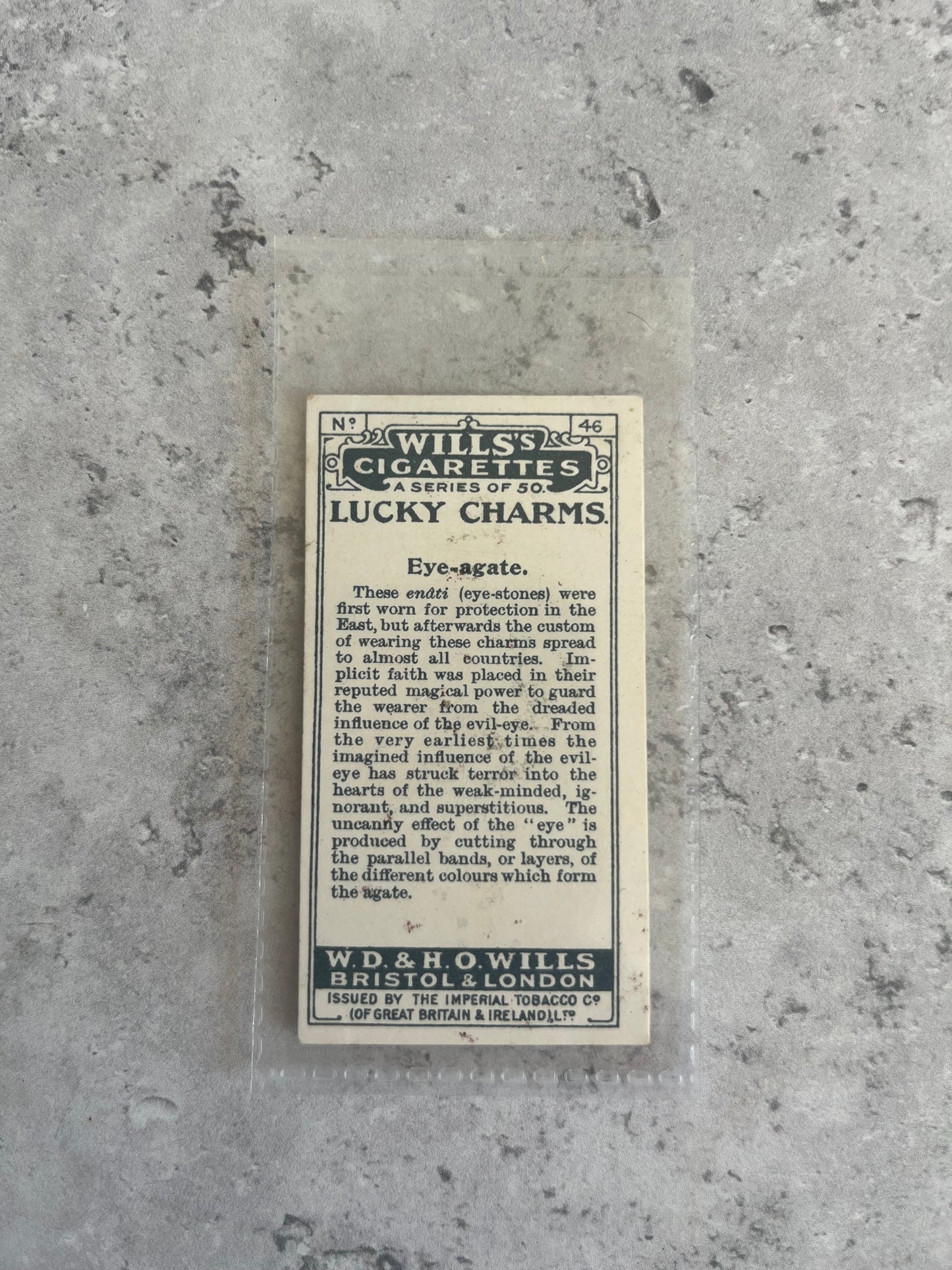 Wills Cigarettes Lucky Charms Cigarette Card No.46 Eye-agate