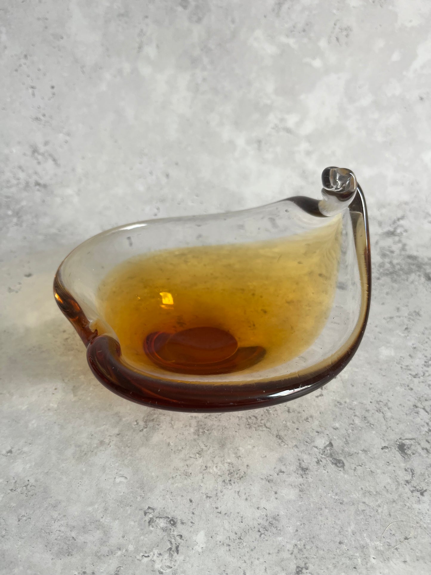 Studio Amber Art Glass Trinket Dish Lamp Shape Mid Century Style