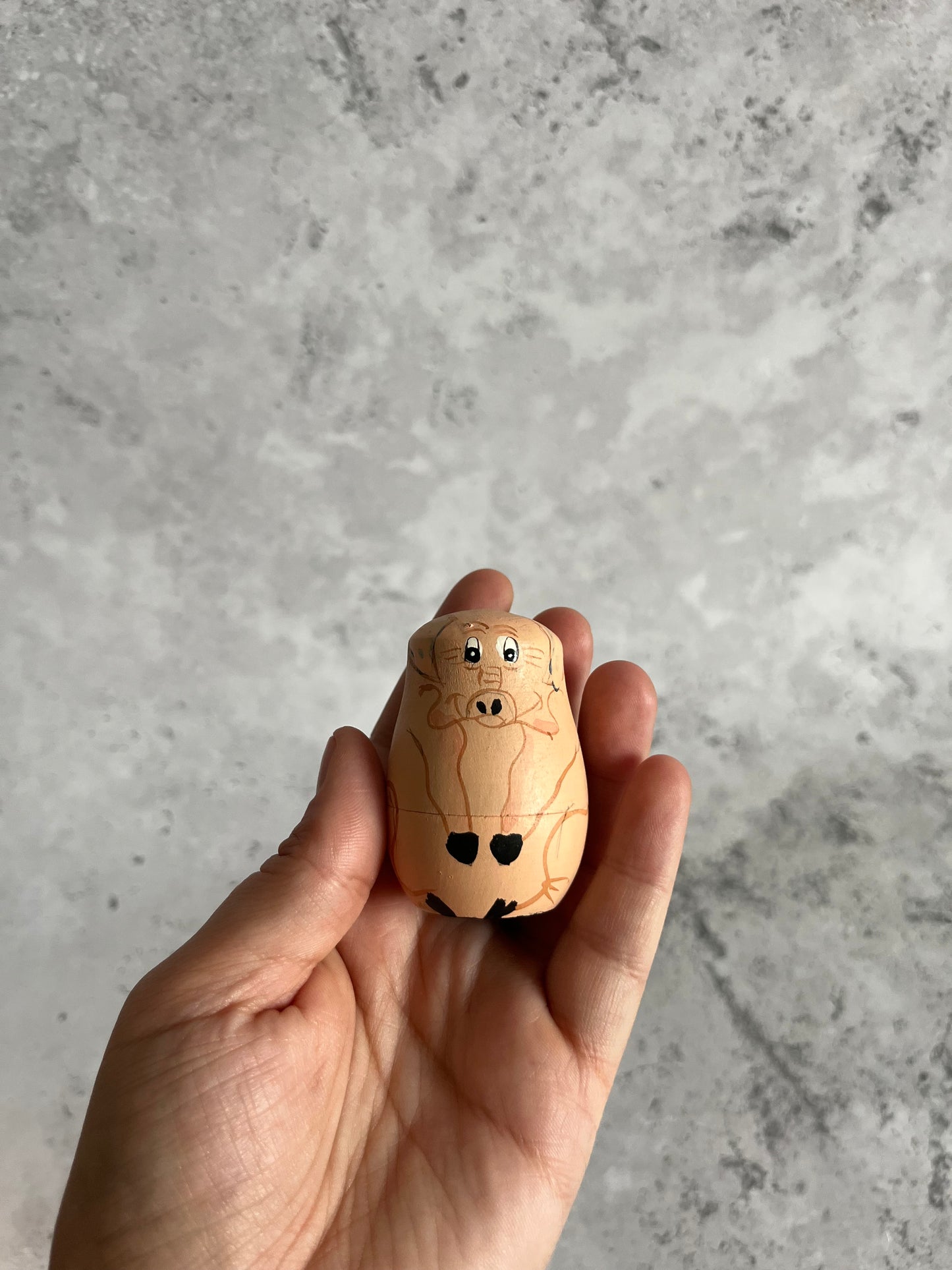 Vintage Hand-Painted Wooden Pig Themed Nesting Dolls Set Of 5 Animal Themed Ornaments