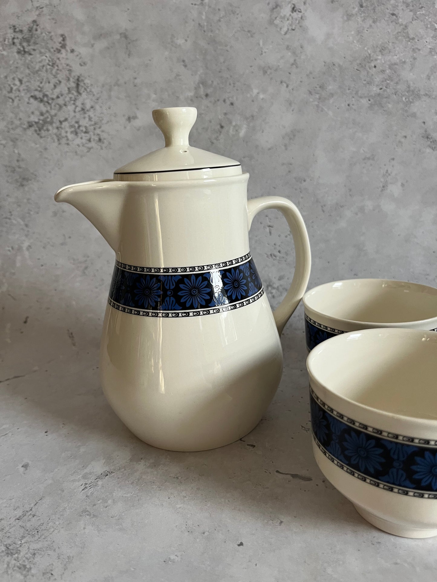 Vintage Wedgwood Tea Set With Coffee Pot & 7 Coffee Cups Argosy Pattern 1960’s Style