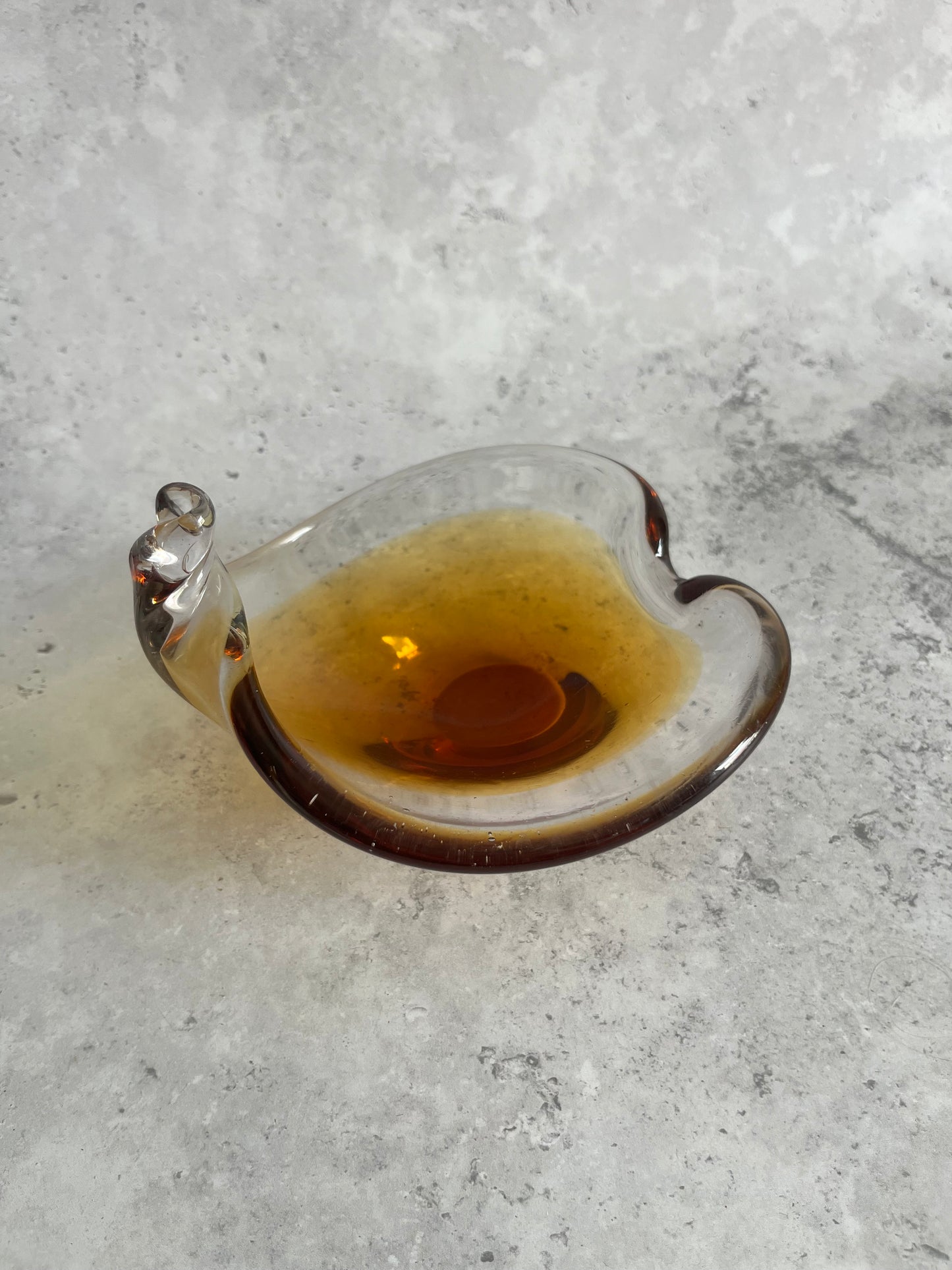 Studio Amber Art Glass Trinket Dish Lamp Shape Mid Century Style