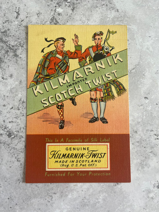 Vintage 1940’s Kilmarnik Fabrics Advertising Linen Blank Postcard