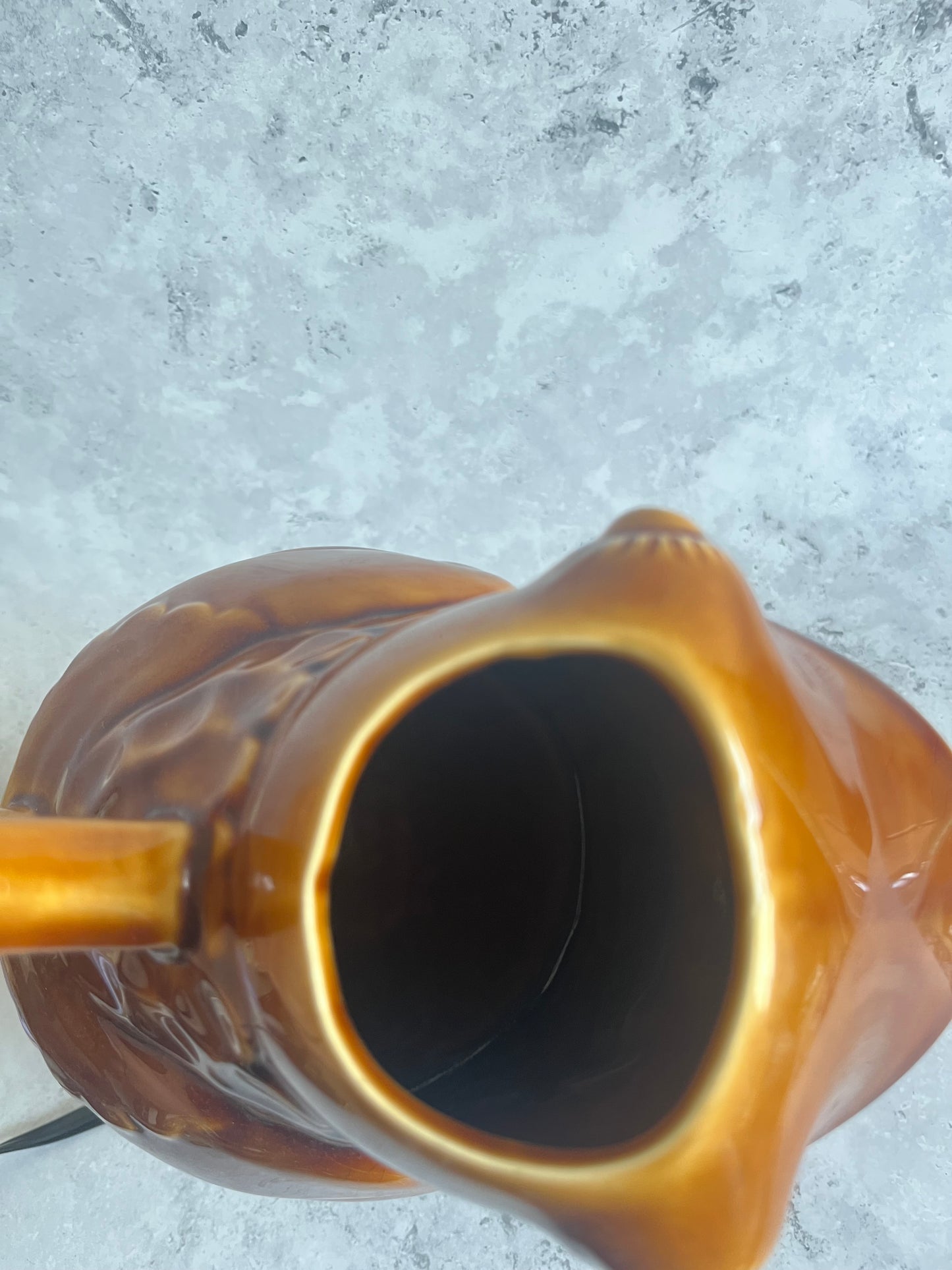 Vintage Sarreguemines French Frog Shaped Water Pitcher Amber Glazed