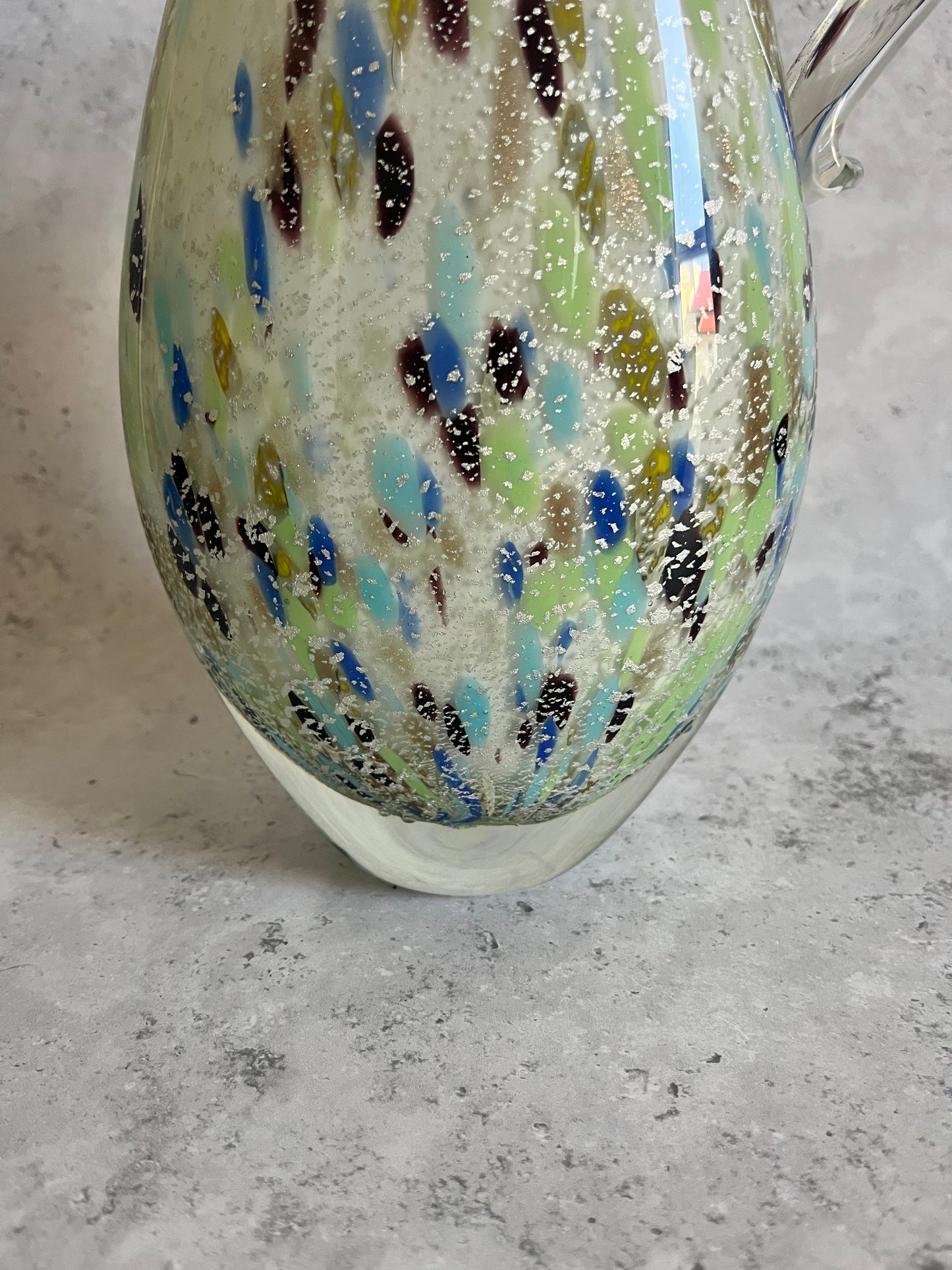 Vintage Murano Confetti Style Jug Italian Glass Pitcher Multi Walled Glass
