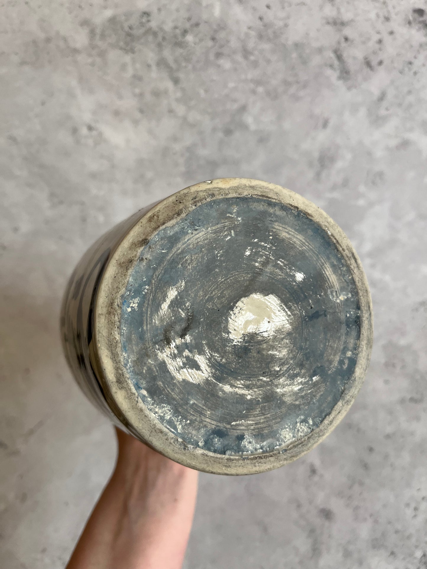 Antique 20C Stoneware Tokkuri Sake Bottle Hand Painted Kanji Script Royal Wine