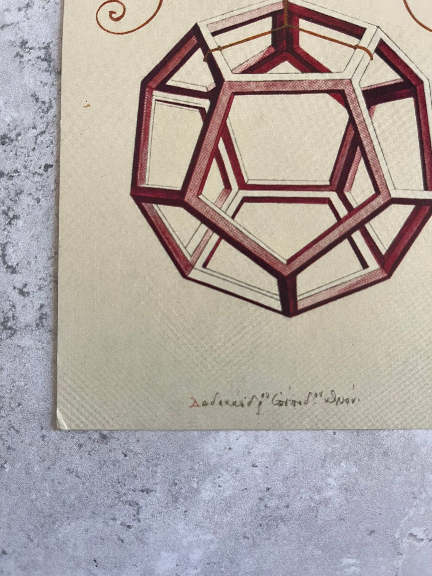 Leonardo Da Vinci Dodecahedron Shape Art Postcard Divine Proportion Illustration