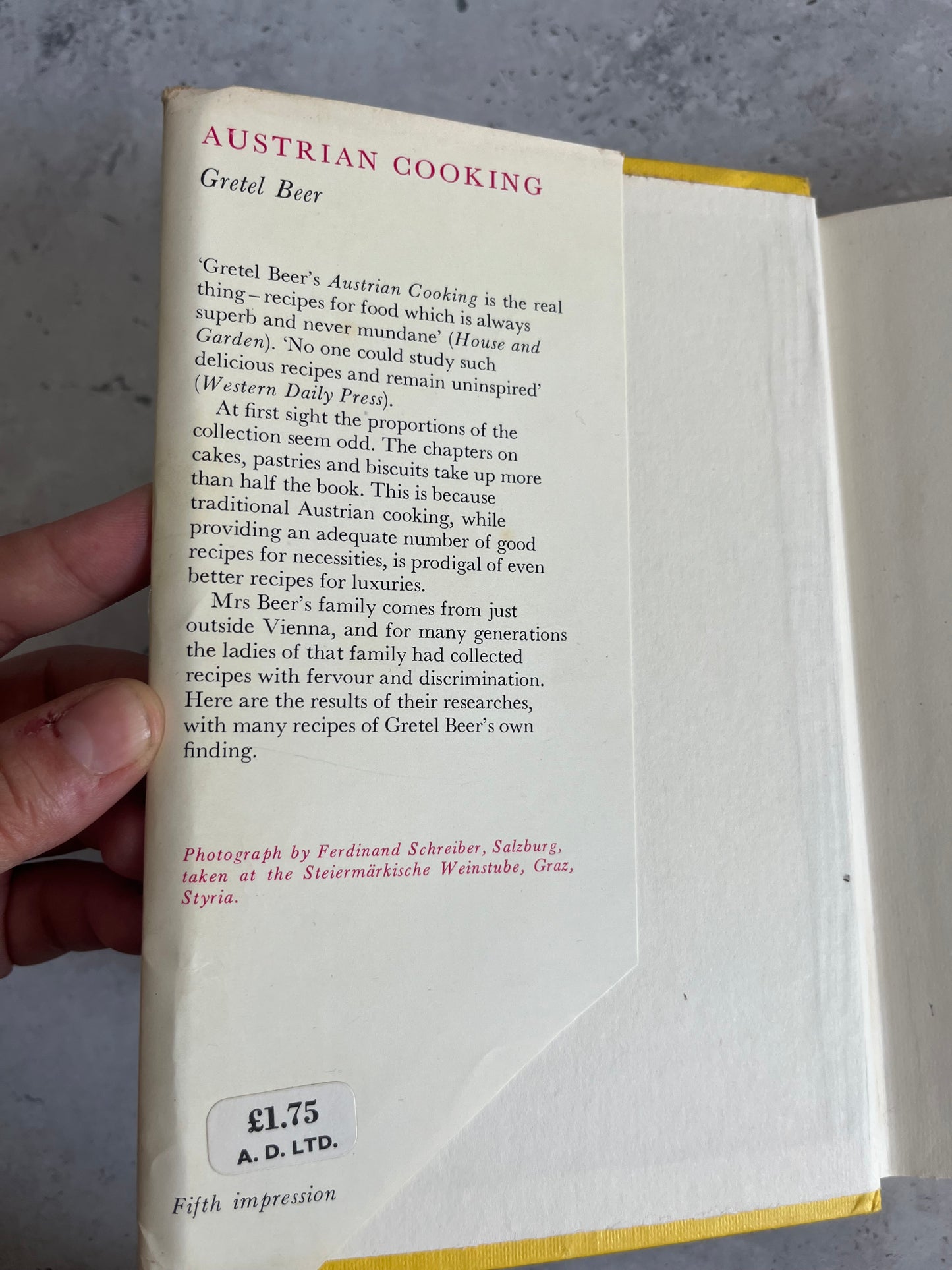 Austrian Cooking By Gretel Beer Vintage 1970 Hardback Cook Book