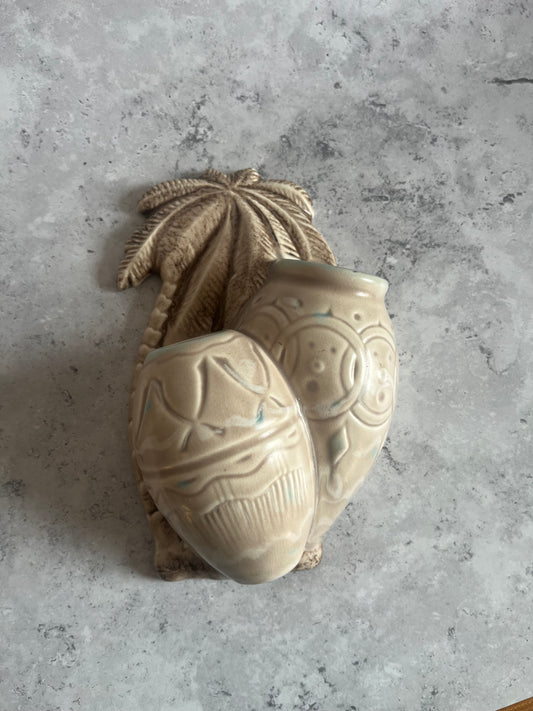 Beswick Palm Tree Wall Pocket Ceramic Dual Wall Vase No.1063