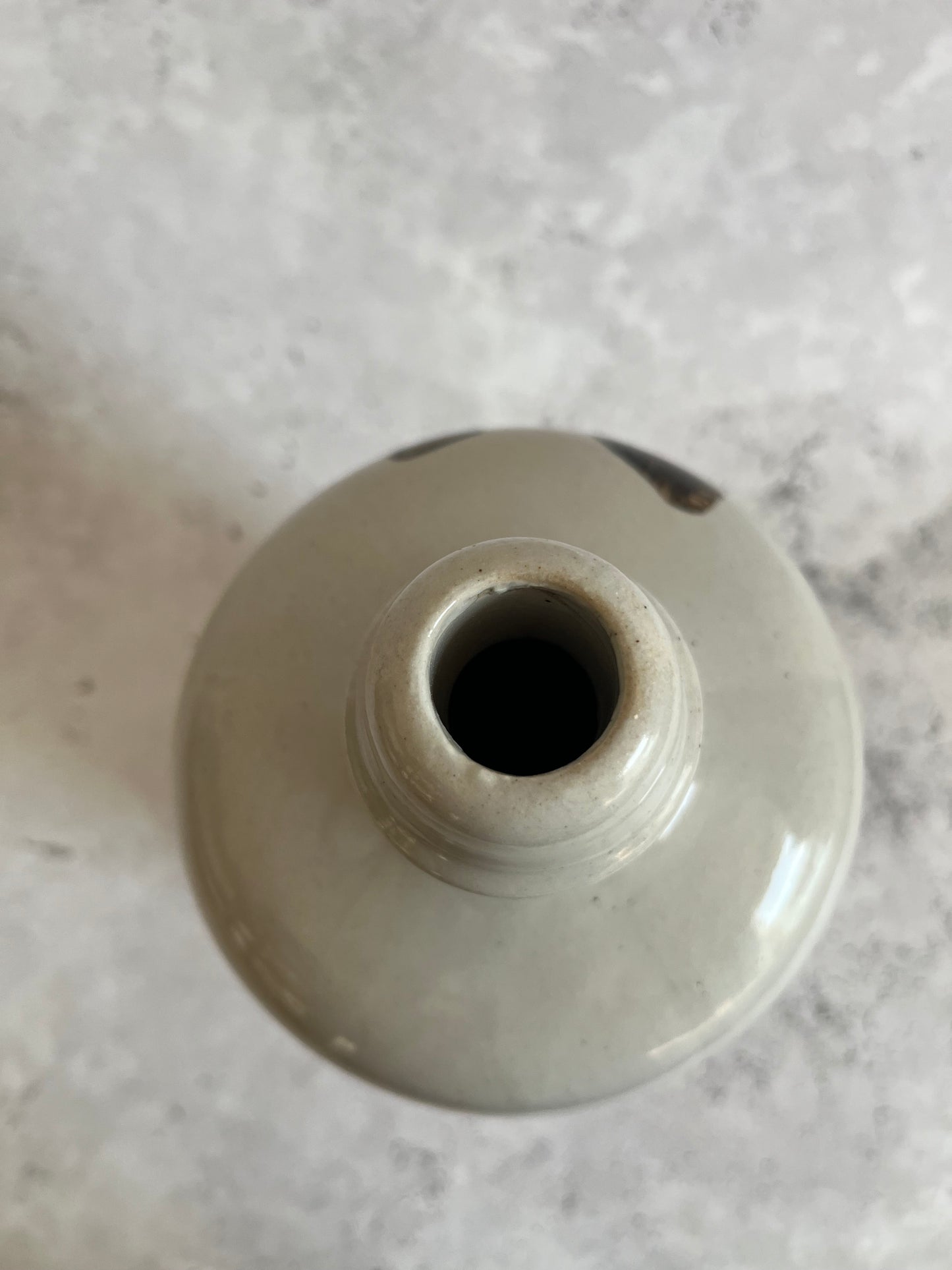 Antique 20C Stoneware Tokkuri Sake Bottle Hand Painted Kanji Script Dashi