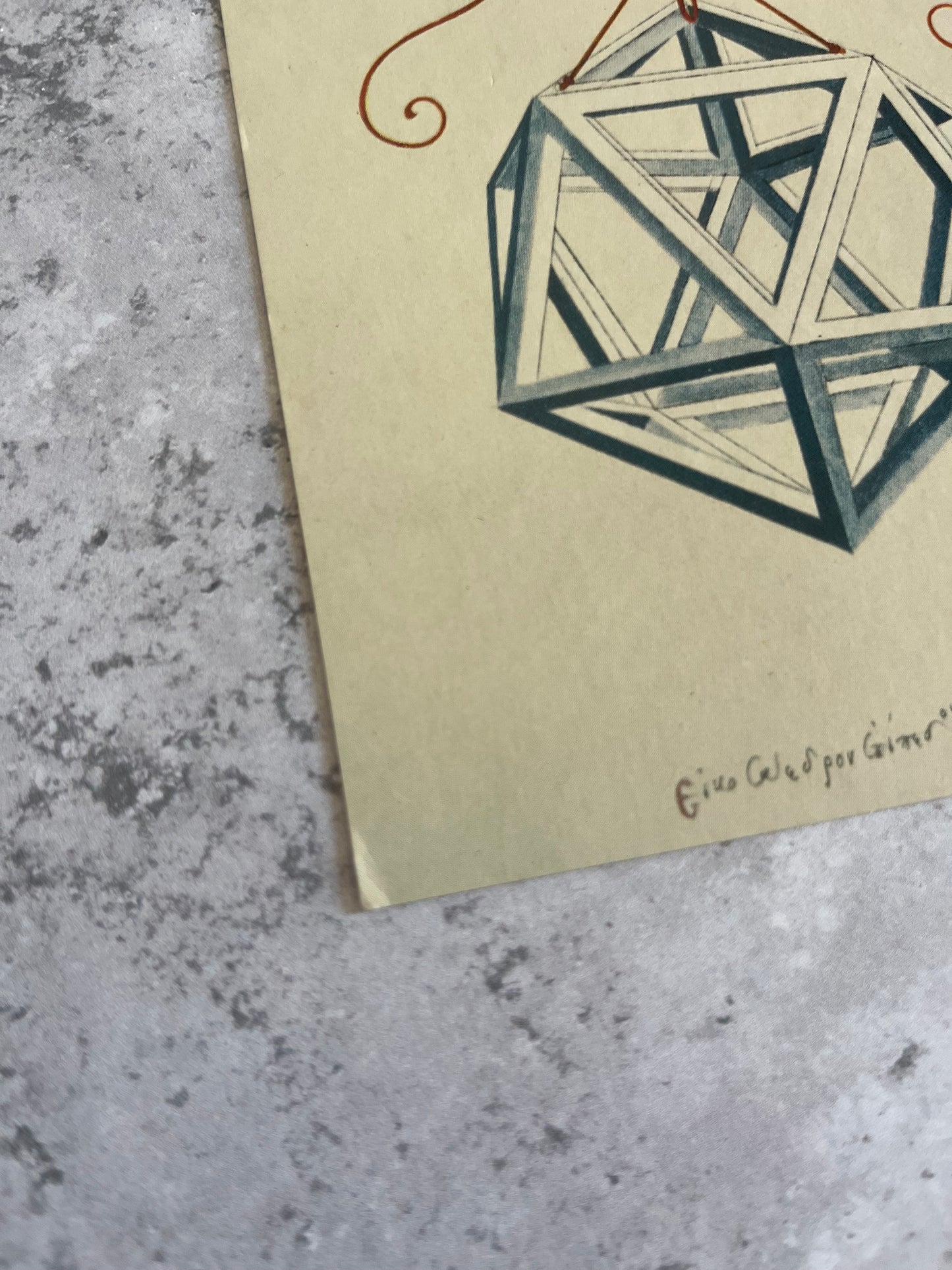 Leonardo Da Vinci Icosahedron Shape Art Postcard Divine Proportion Illustration