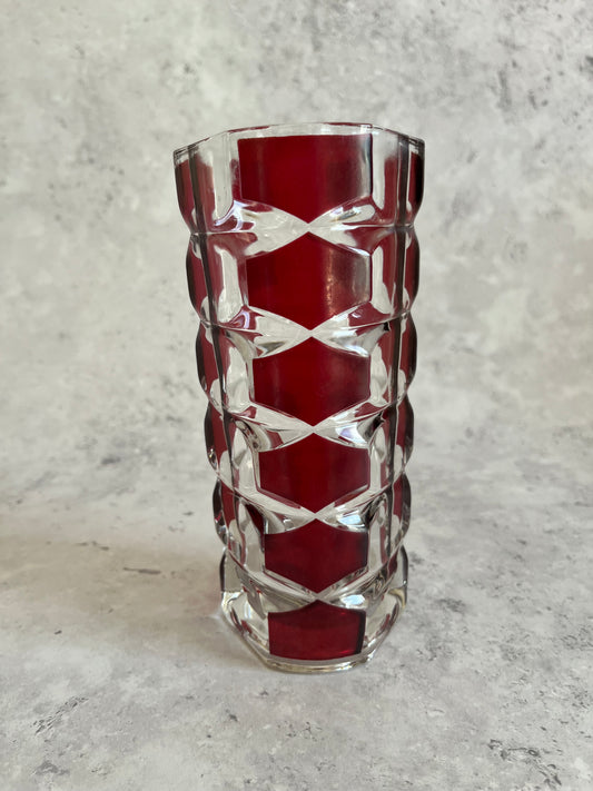 Vintage Luminarc Windsor Rubis Glass Vase 17cm H Retro 1970’s Style