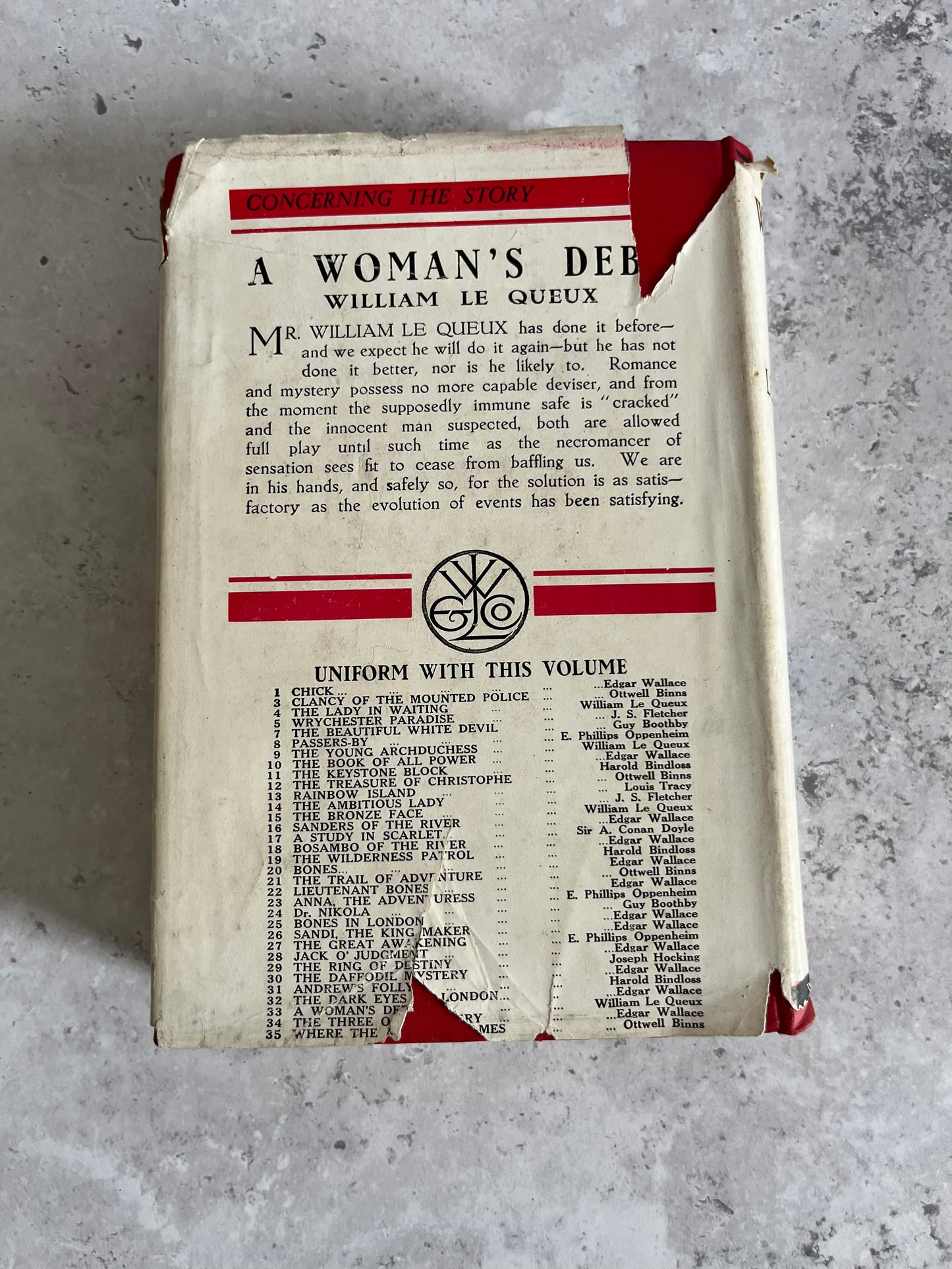 A Woman’s Debt By WM Le Queux First Edition HB 1925 Ward Lock & Co