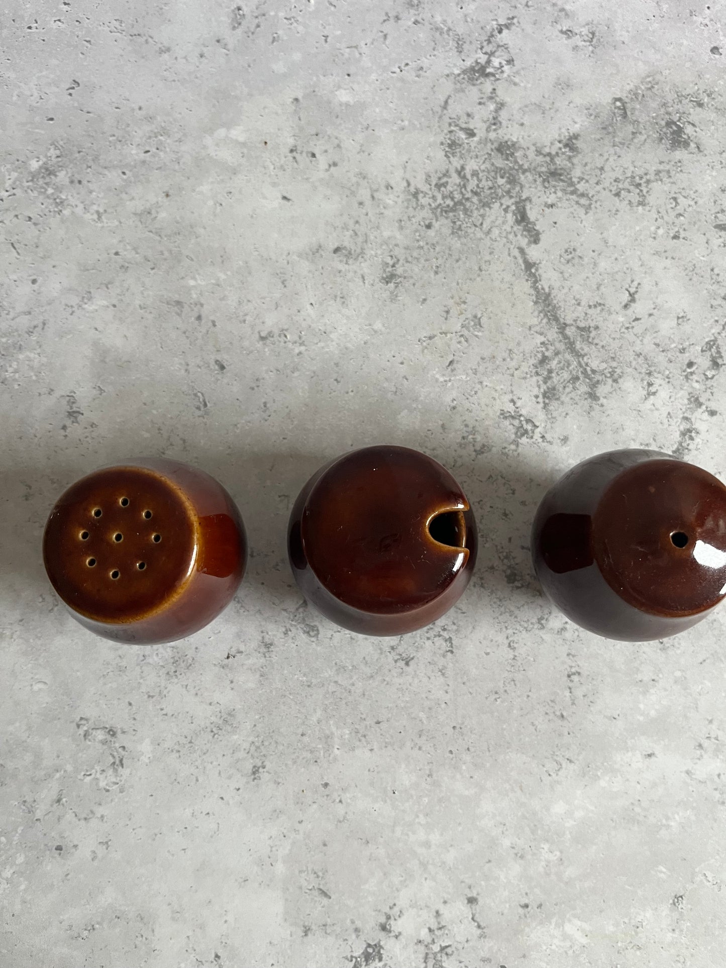 Vintage Bourne Denby Condiment Set Homestead Brown Glaze Cruet Set
